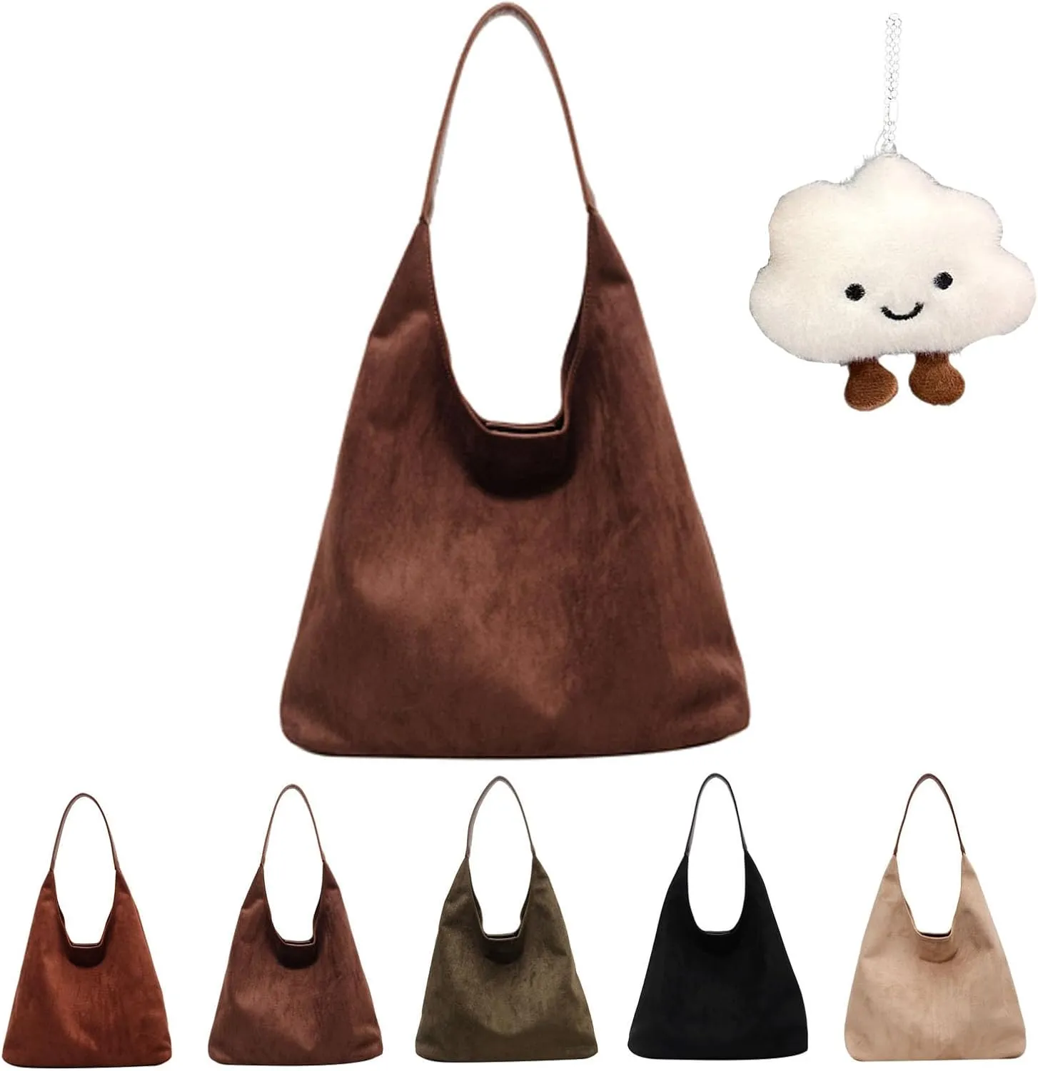 Brown Suede Tote, Top-Handle Tote Bags, Leather Armpit Bag,Casual Shoulder Hobo Bag, Handbag Crossbody Bag