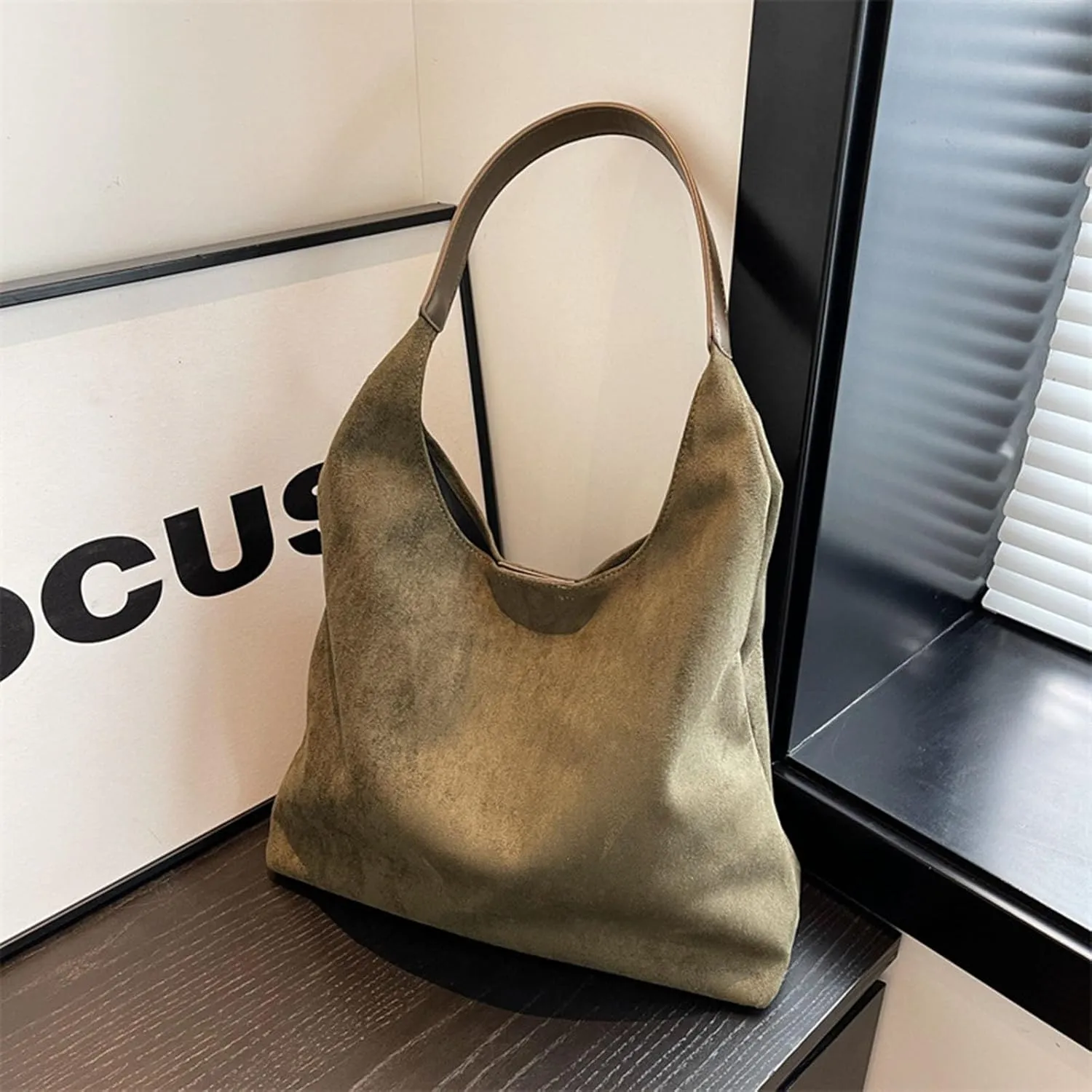 Brown Suede Tote, Top-Handle Tote Bags, Leather Armpit Bag,Casual Shoulder Hobo Bag, Handbag Crossbody Bag