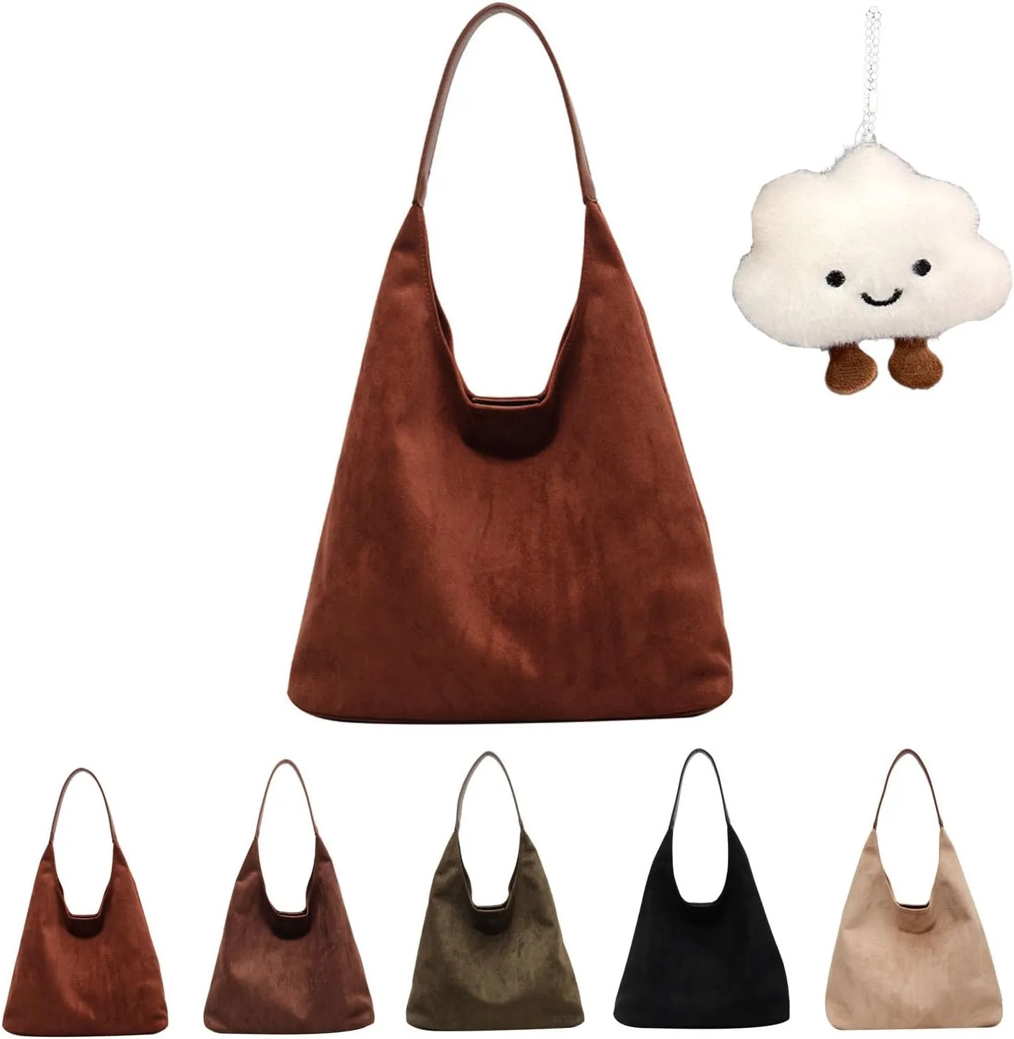 Brown Suede Tote, Top-Handle Tote Bags, Leather Armpit Bag,Casual Shoulder Hobo Bag, Handbag Crossbody Bag