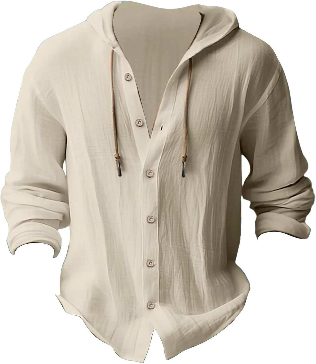 Button Down Shirts for Mens Casual Cotton Linen Breathable Hoodies Summer Lightweight T Shirt Solid Plain Roll-Up Sleeve Tops