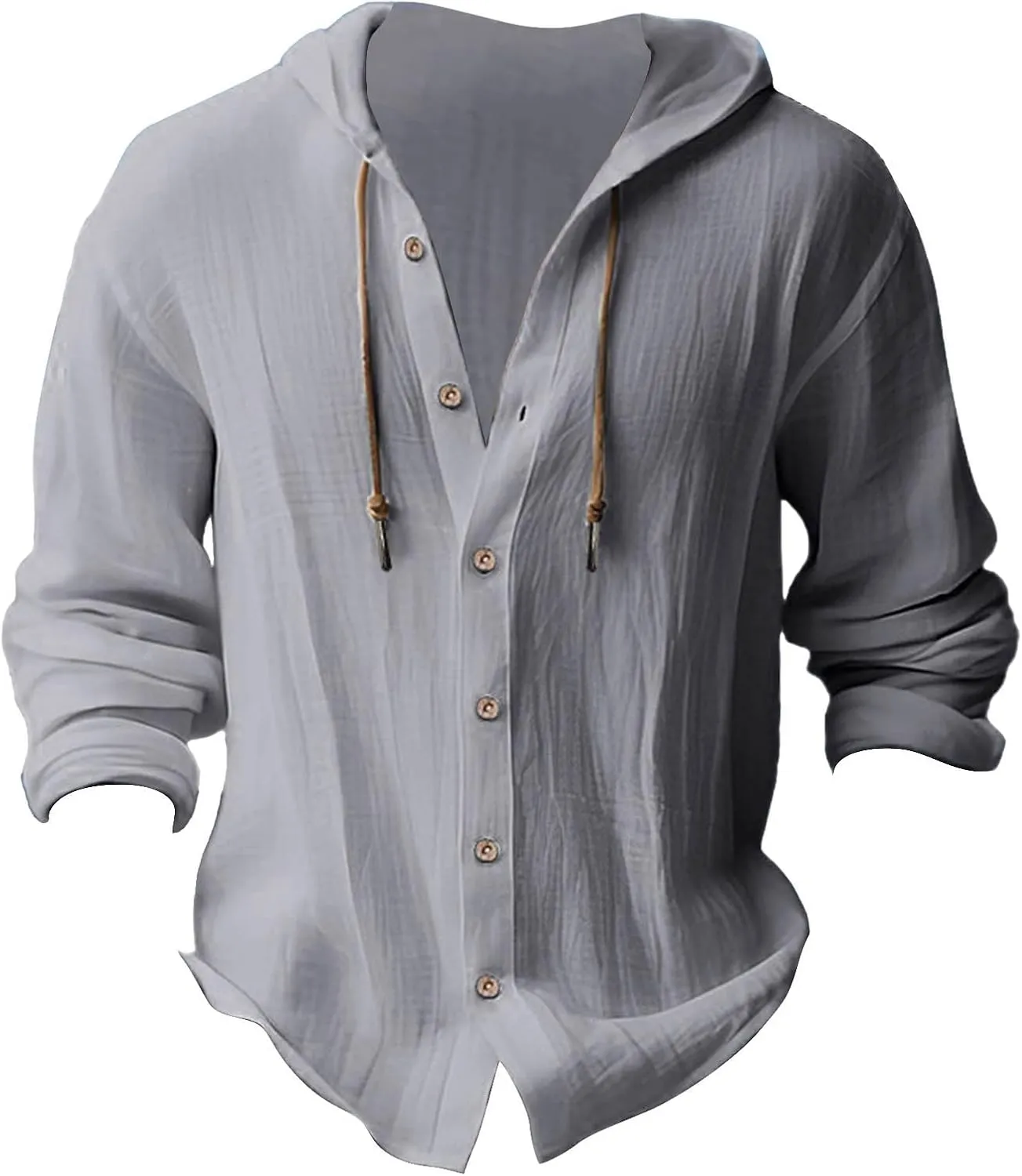 Button Down Shirts for Mens Casual Cotton Linen Breathable Hoodies Summer Lightweight T Shirt Solid Plain Roll-Up Sleeve Tops