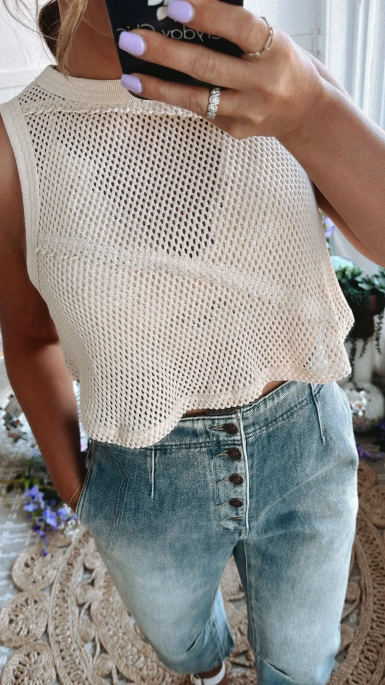 BY TOGETHER: Knit Textured Tank, Natural
