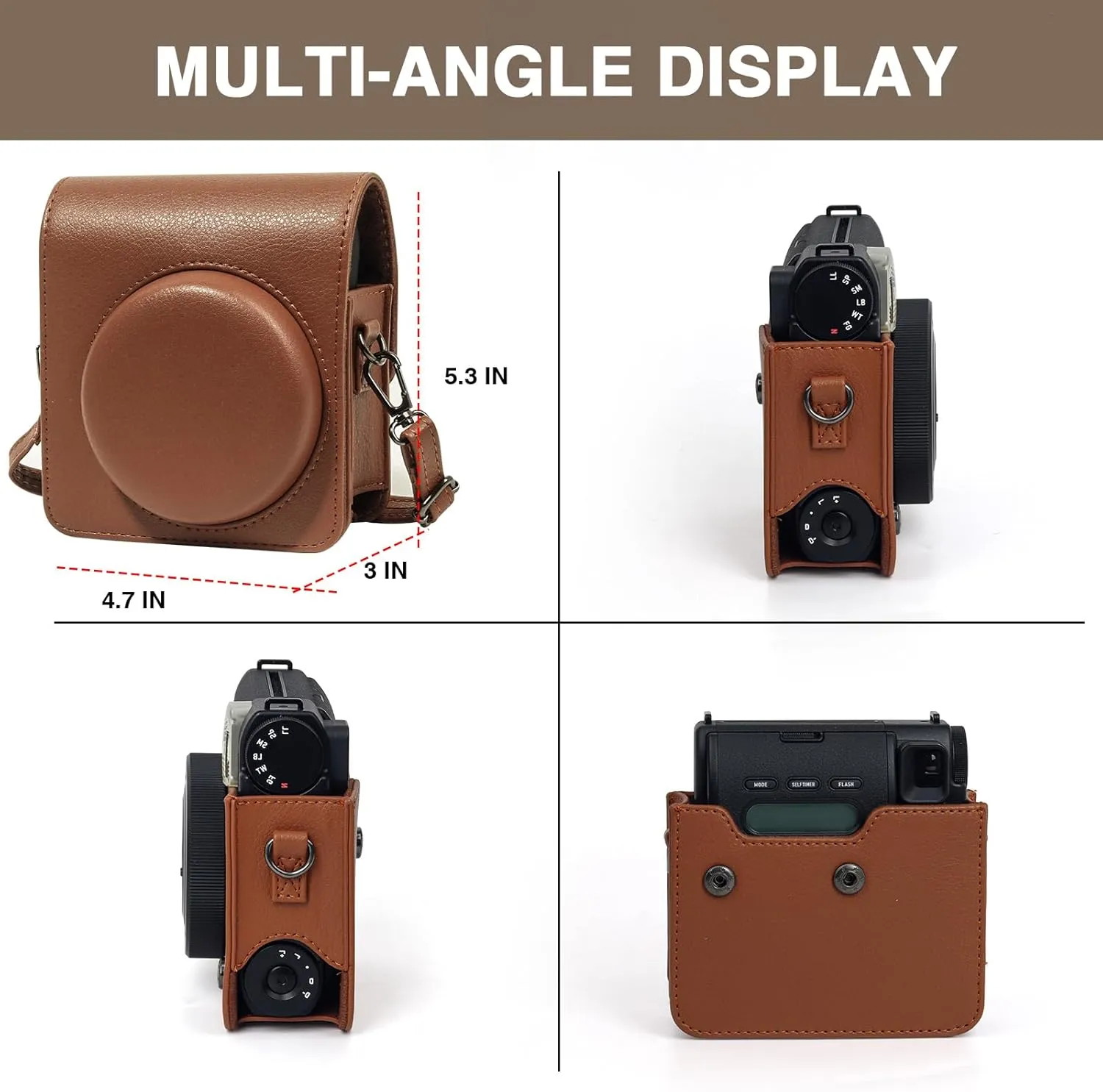 CAIYOULE Camera Case for Fujifilm Instax Mini 99 Instant Camera Bag With Photo Album and Photo Border Sticker - Brown