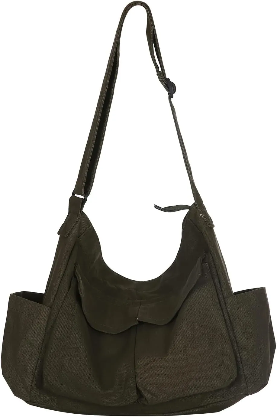 Canvas Messenger Bag Large Hobo Crossbody Bags, Women Men Crossbody Shoulder Bag with Multiple Pockets Canvas Messenger Bag, Large Capacity Art Leisure Bag Canvas Shoulder Tote Bag (Green)