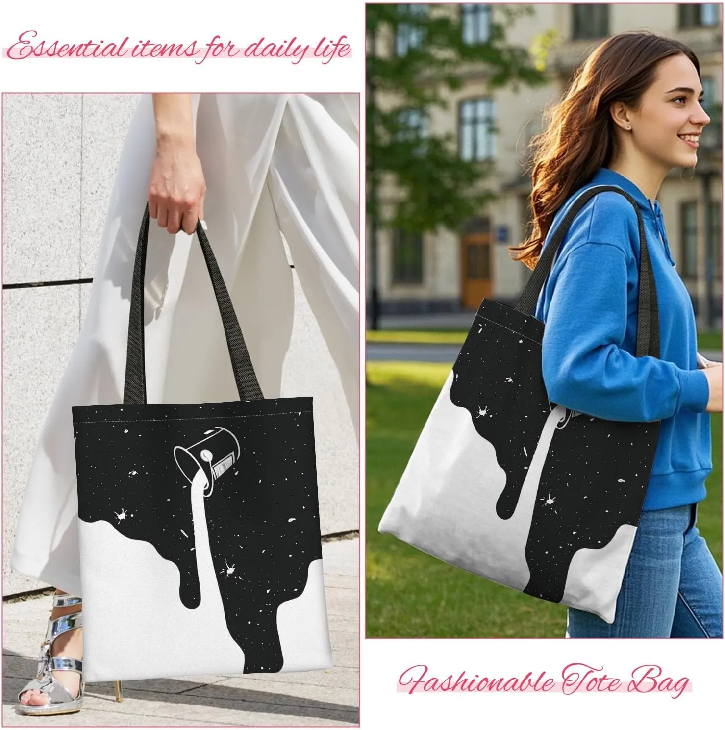 Canvas Tote Bag for Women with Zipper Inner Pocket, Canvas Tote for Daily Work Shopping