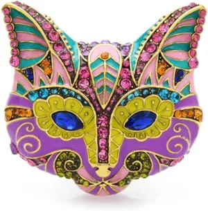Cat Head Brooches Crystal Rhinestone Animal Women Party Brooch Pins Fashion Scarf Buckle Pin for Women, Multicolor