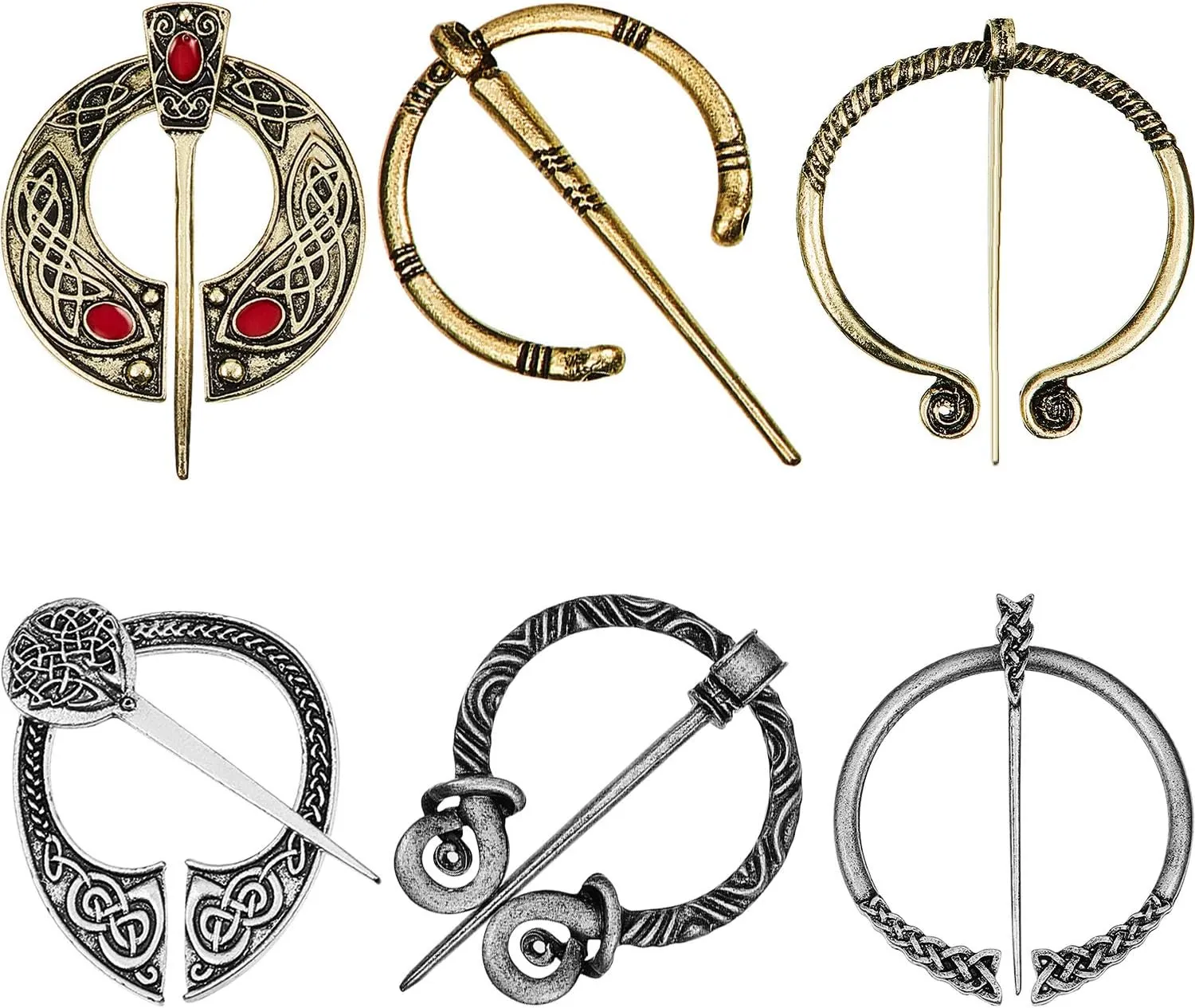 Celtic Cloak Pins Vintage Viking Brooches Shawl Pin Celtic Scarf Shawl Buckle Medieval Clasp Pin Brooch Penannular Brooch for Jewelry Costume
