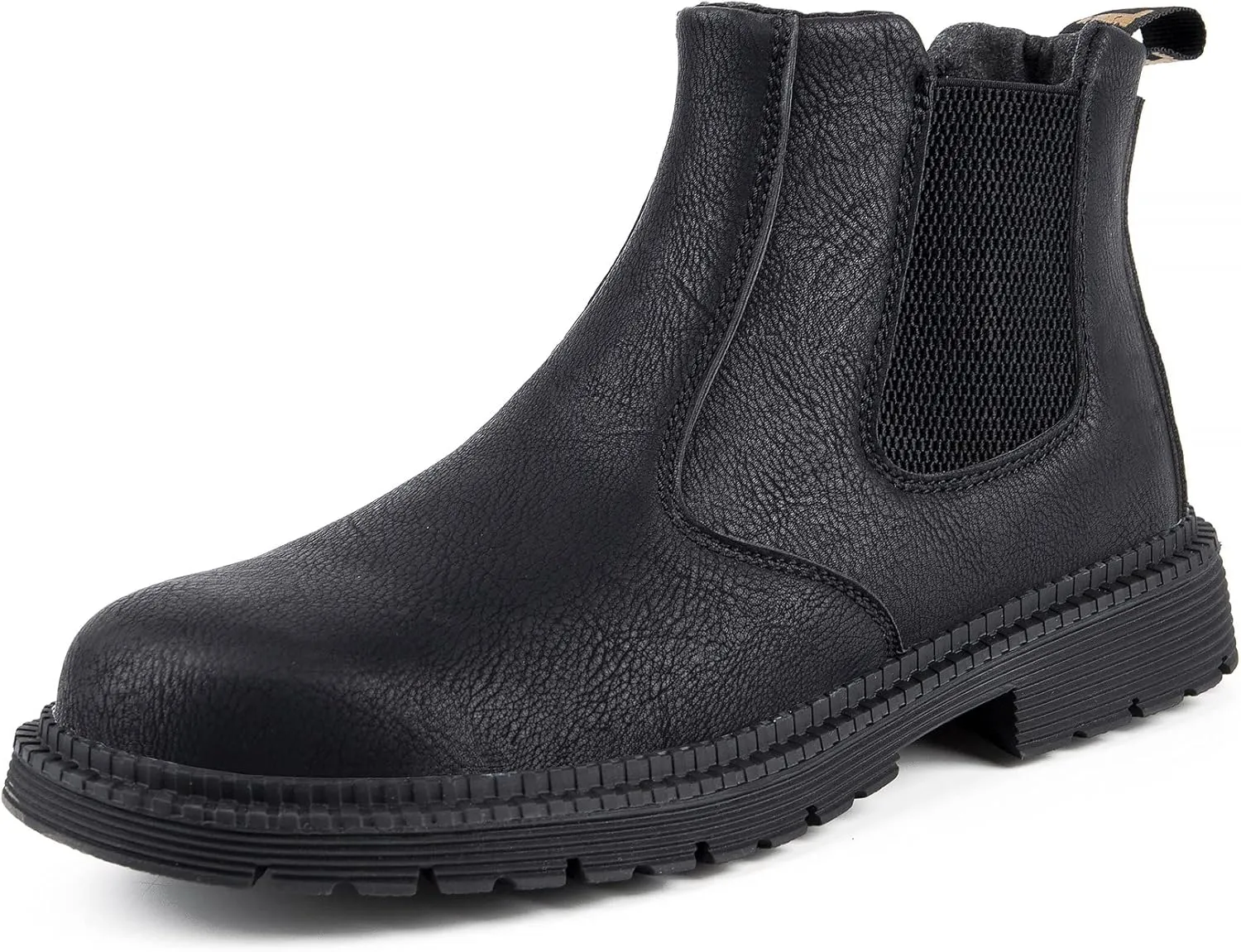 CJSPORX Men's Steel Toe Work Boots Anti-Skid Safety Shoes Leather Waterproof Work Shoes