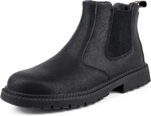 CJSPORX Men's Steel Toe Work Boots Anti-Skid Safety Shoes Leather Waterproof Work Shoes