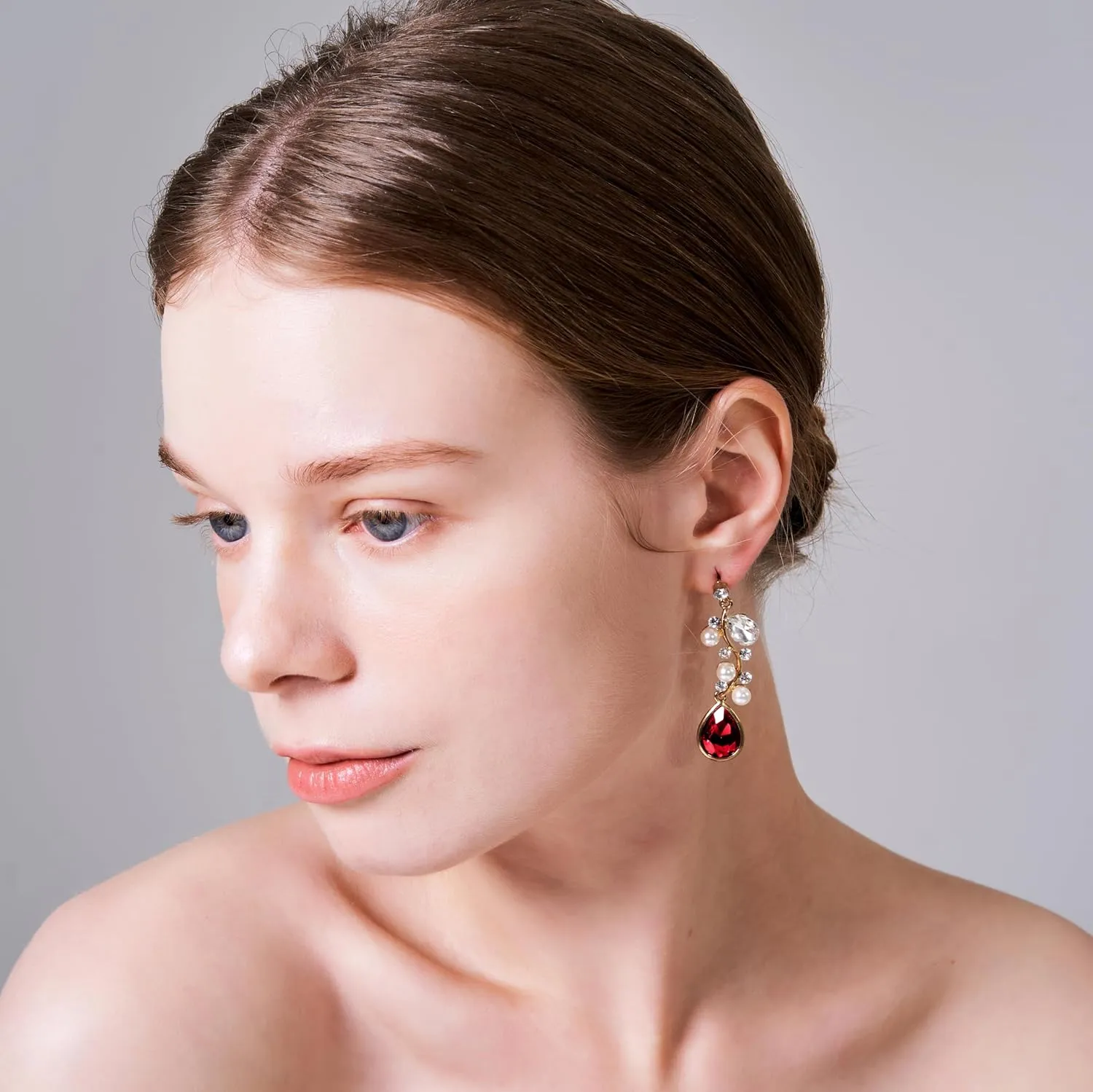 Classic Gold Chandelier Teardrop Earrings - Colored Gem with Imitation Pearls and Stone Dangle Earring - Sophisticated Fashion Statement Jewelry
