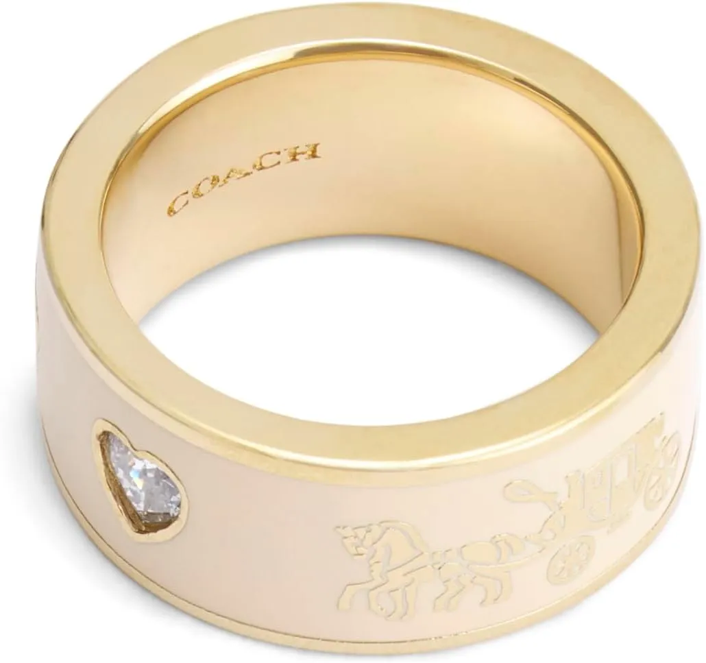 COACH Womens Signature Horse & Carriage Band Ring