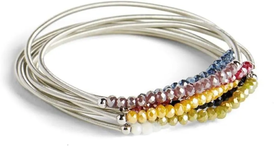 Coco   Carmen Christian Bracelets - Silver Friendship Bracelets in Plated Metal and Colorful Faceted Glass Beads, Jesus Bracelets