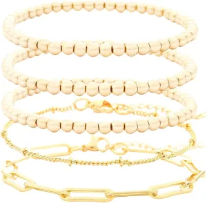 Colorful Beaded Bracelets for Women Heishi Bracelet Set Gold Bead Bracelets Resin Acrylic Bangle Bracelets Stackable Stretch Strand Bracelet