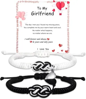 Couple Gifts Bracelets Matching Bracelets Adjustable Rope Bracelets for Couples Christmas Anniversary Valentines Gifts for Him HerBoyfriend Girlfriend Lovers Husband Wife