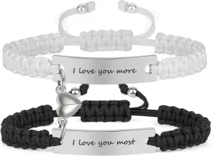 Couple Matching Bracelets, Bf And Gf Bracelets, Best Friend Friendship Relationship Bracelet,Stretch Adjustable Bracelets Jewelry for Him and Her