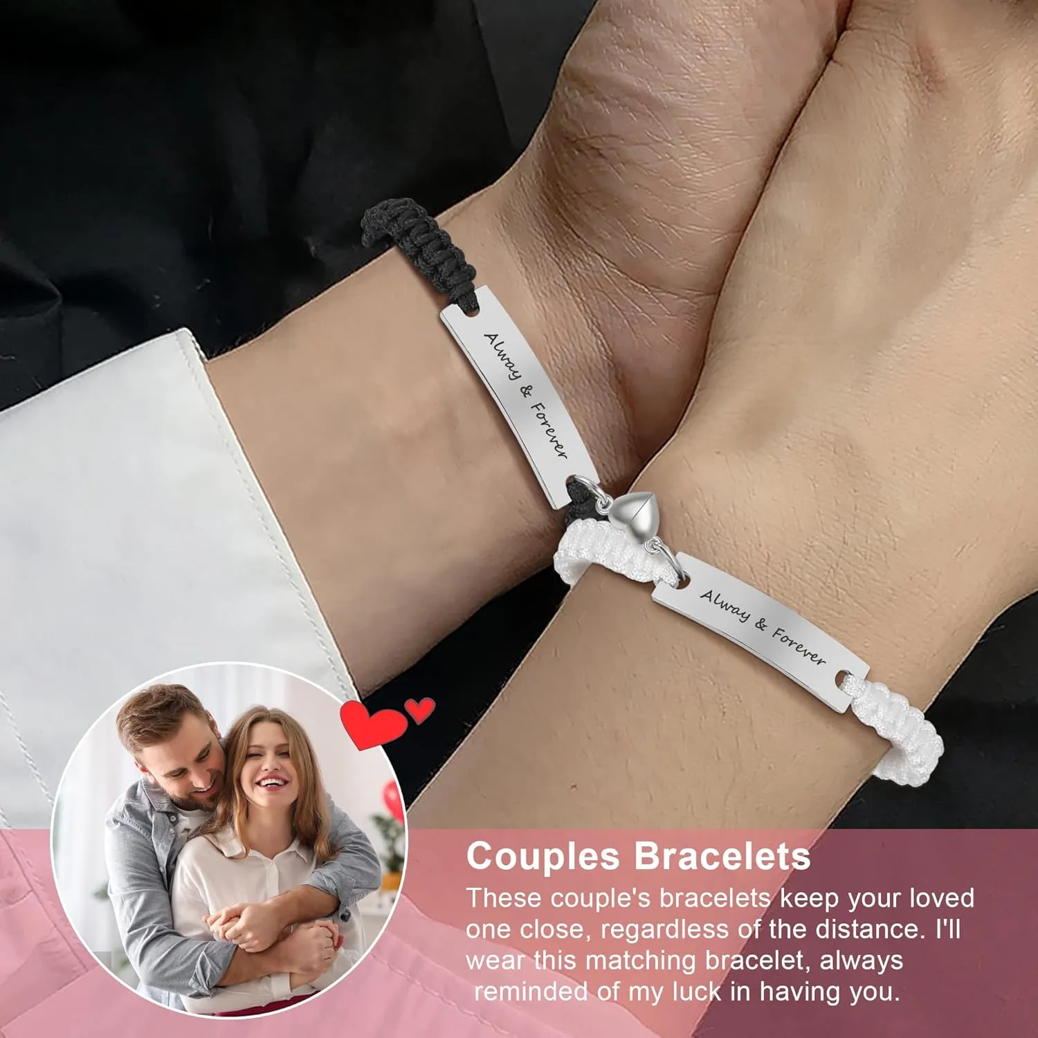 Couple Matching Bracelets, Bf And Gf Bracelets, Best Friend Friendship Relationship Bracelet,Stretch Adjustable Bracelets Jewelry for Him and Her