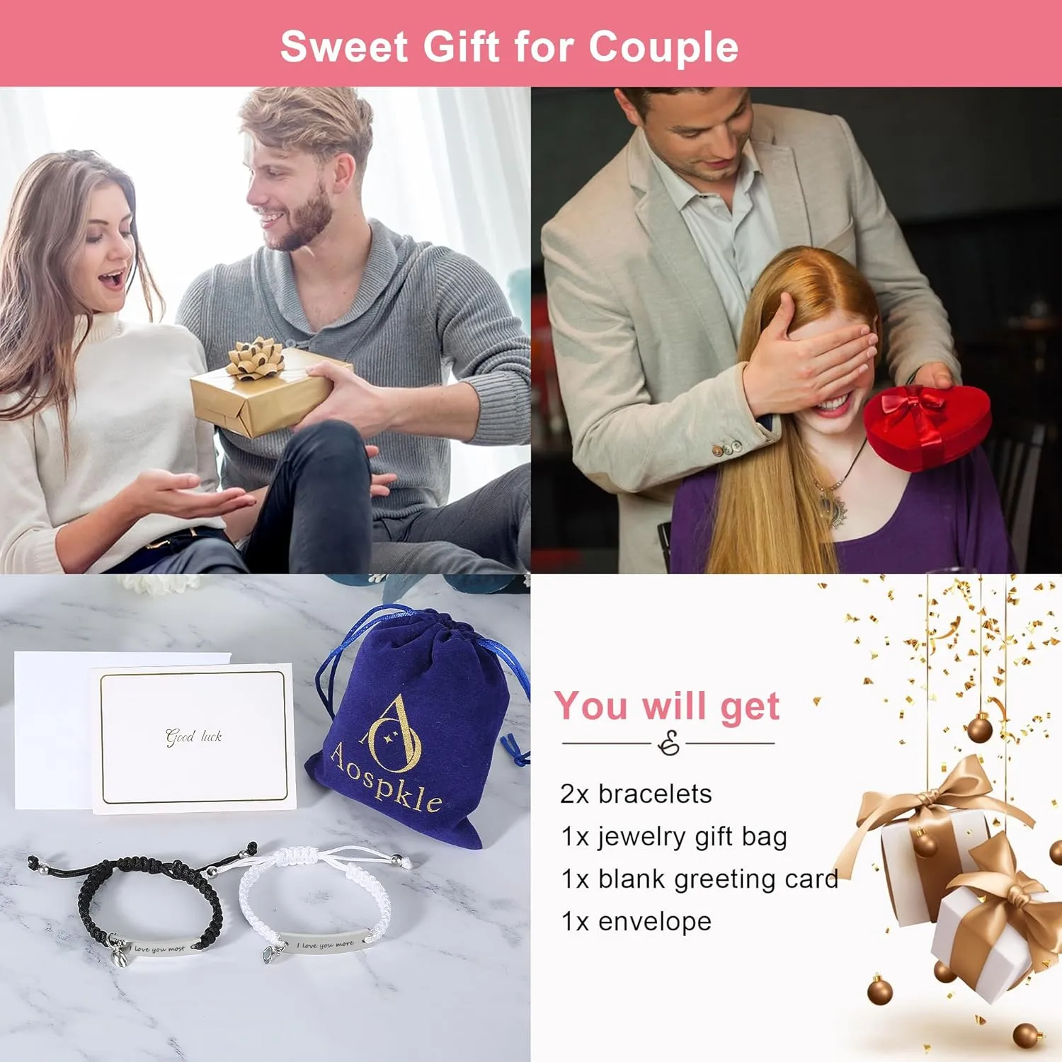 Couple Matching Bracelets, Bf And Gf Bracelets, Best Friend Friendship Relationship Bracelet,Stretch Adjustable Bracelets Jewelry for Him and Her