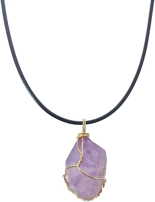 Crystal Necklaces for Women Gold Pendant Necklace Healing Crystal Necklace Gold Layered Chain Necklace Amethyst Necklaces Fashion Jewelry for Women