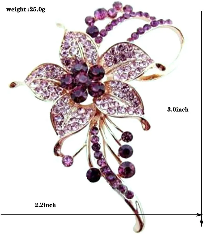 Crystal Pearl Flower Brooches Pins Fashion Beautiful Created Rhinestone Floral Brooch Good Idea for Party Dance Wedding Banquet for Elegant Women Girl