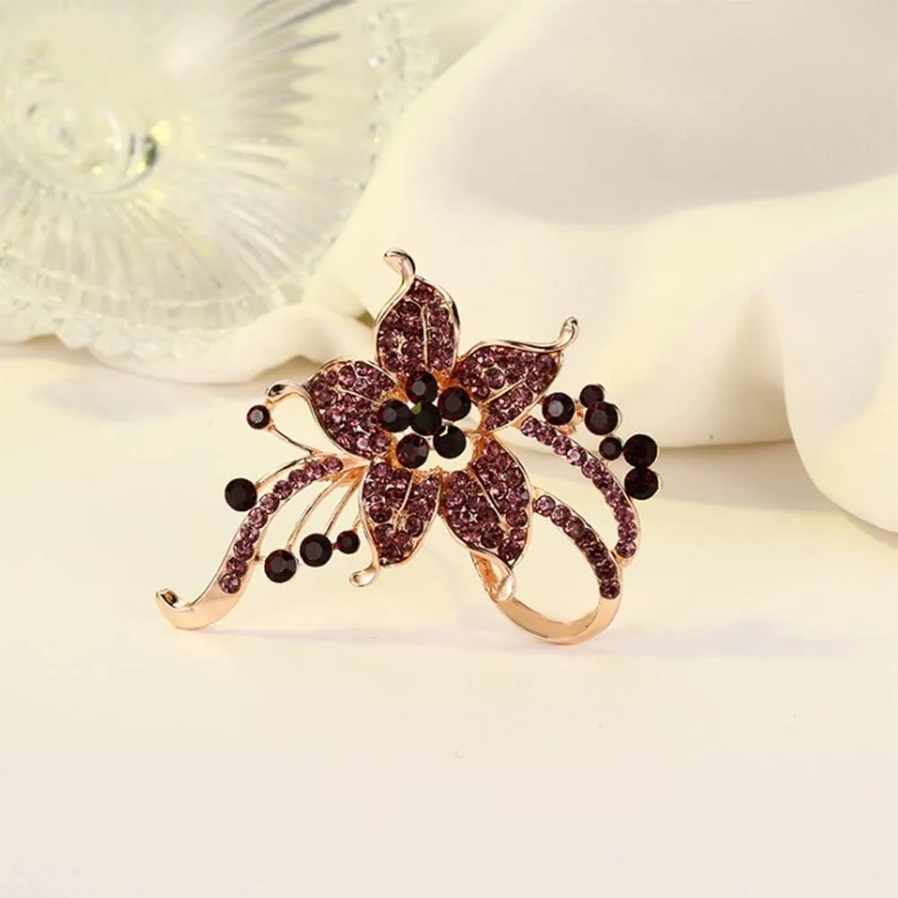 Crystal Pearl Flower Brooches Pins Fashion Beautiful Created Rhinestone Floral Brooch Good Idea for Party Dance Wedding Banquet for Elegant Women Girl
