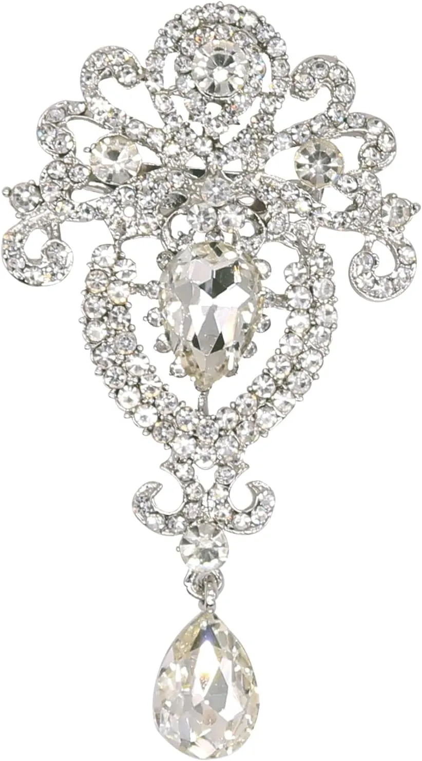 Crystal Pearl Flower Brooches Pins Fashion Beautiful Created Rhinestone Floral Brooch Good Idea for Party Dance Wedding Banquet for Elegant Women Girl