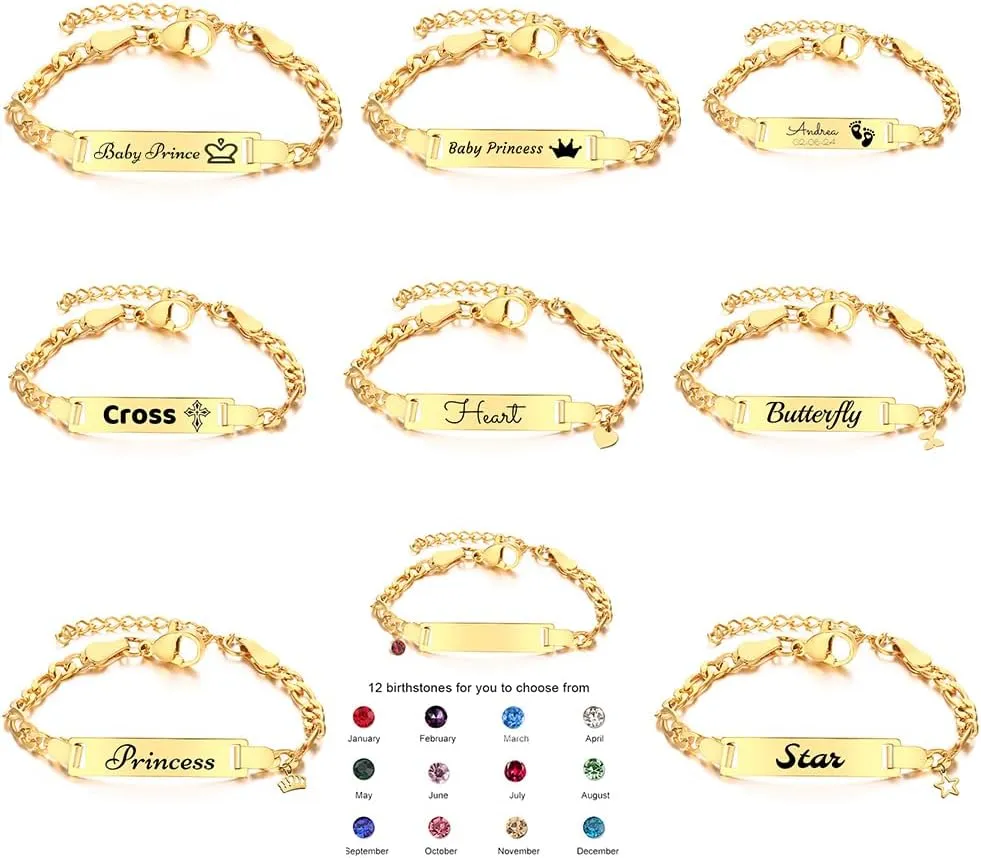Custom Bracelets for Babies,Infant Bracelets for Newborn Baby Girls with Name, Children Bracelets for Little Girls 1st-6th Birthday Gifts for Girls Jewelry