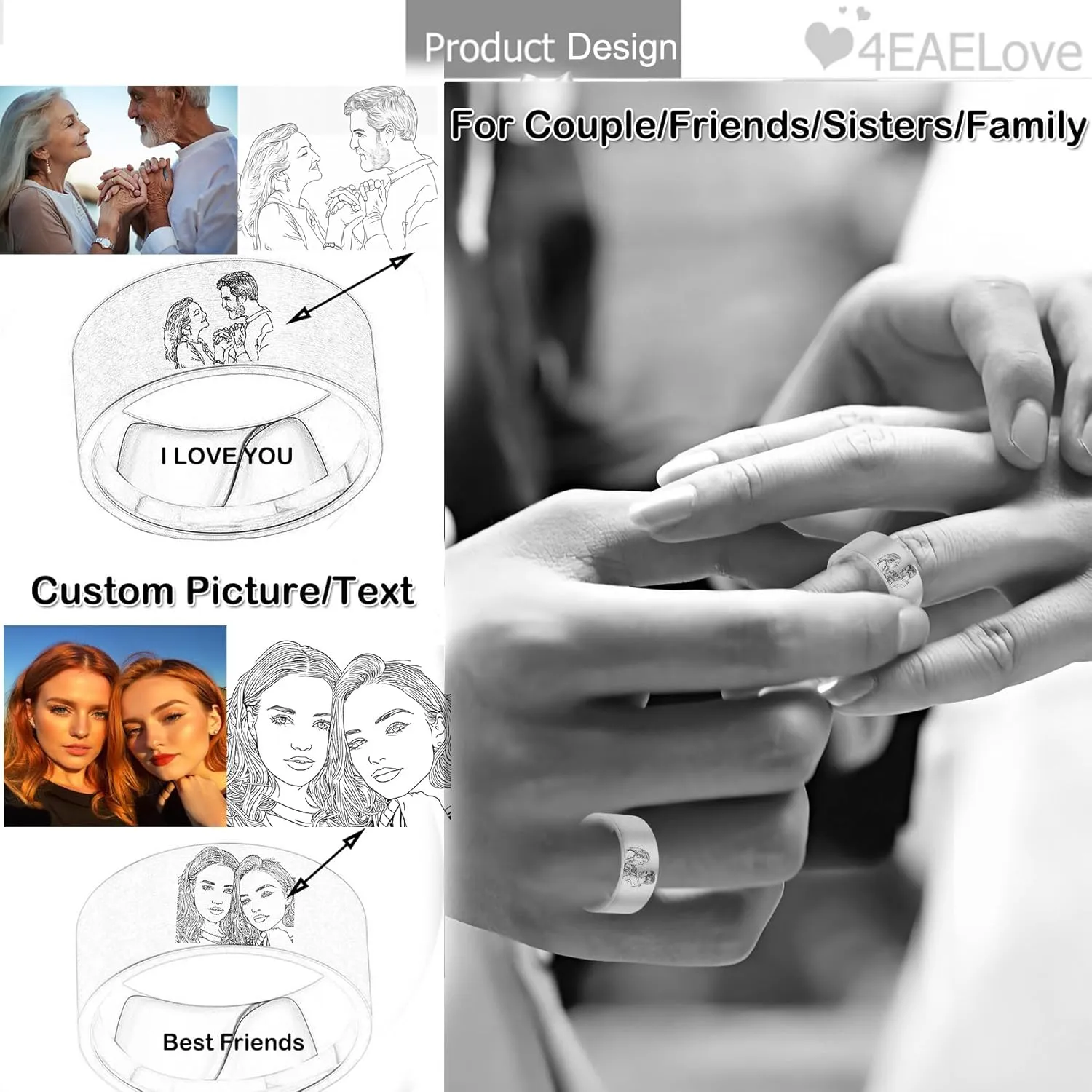 Customize Crown Couples Rings Her King His Queen Promise Ring Inside Can Engraved Band Rings Wedding Rings Titanium Stainless Steel 8mm 6mm 6-13#