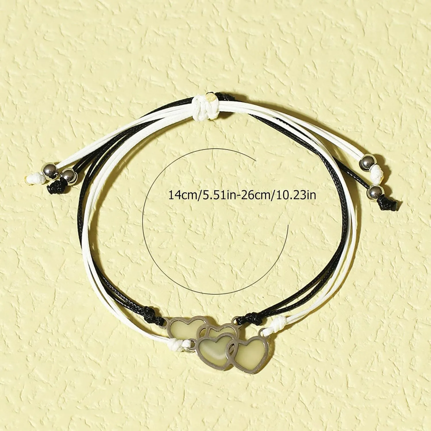 Dainty Boho Punk Tennis Bracelets for Women Girl Heart To Heart Print Double Love Luminous Bracelet Heart To Heart Irradiation Luminous Couple Hand Rope Bracelet Bangle- Link and Italian Jewelry Gifts