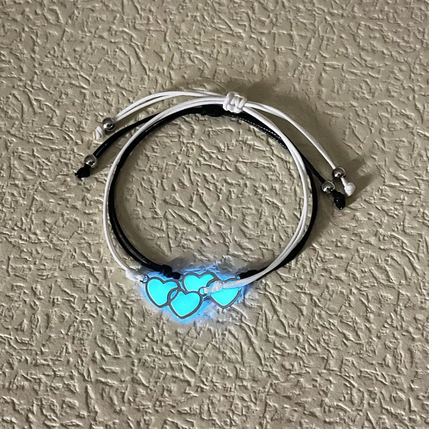 Dainty Boho Punk Tennis Bracelets for Women Girl Heart To Heart Print Double Love Luminous Bracelet Heart To Heart Irradiation Luminous Couple Hand Rope Bracelet Bangle- Link and Italian Jewelry Gifts