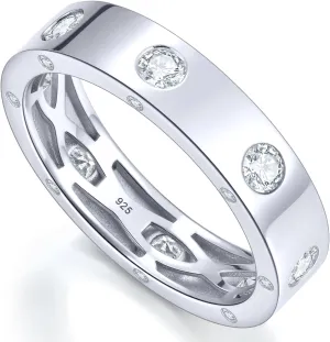 Dainty Eternity Wedding Rings for Women | Moissanite or Lab Grown Emerald 925 Sterling Silver 14K Gold Plated Stackable Band Non Tarnish | Birthday Jewelry Gifts for Her Size 5-10