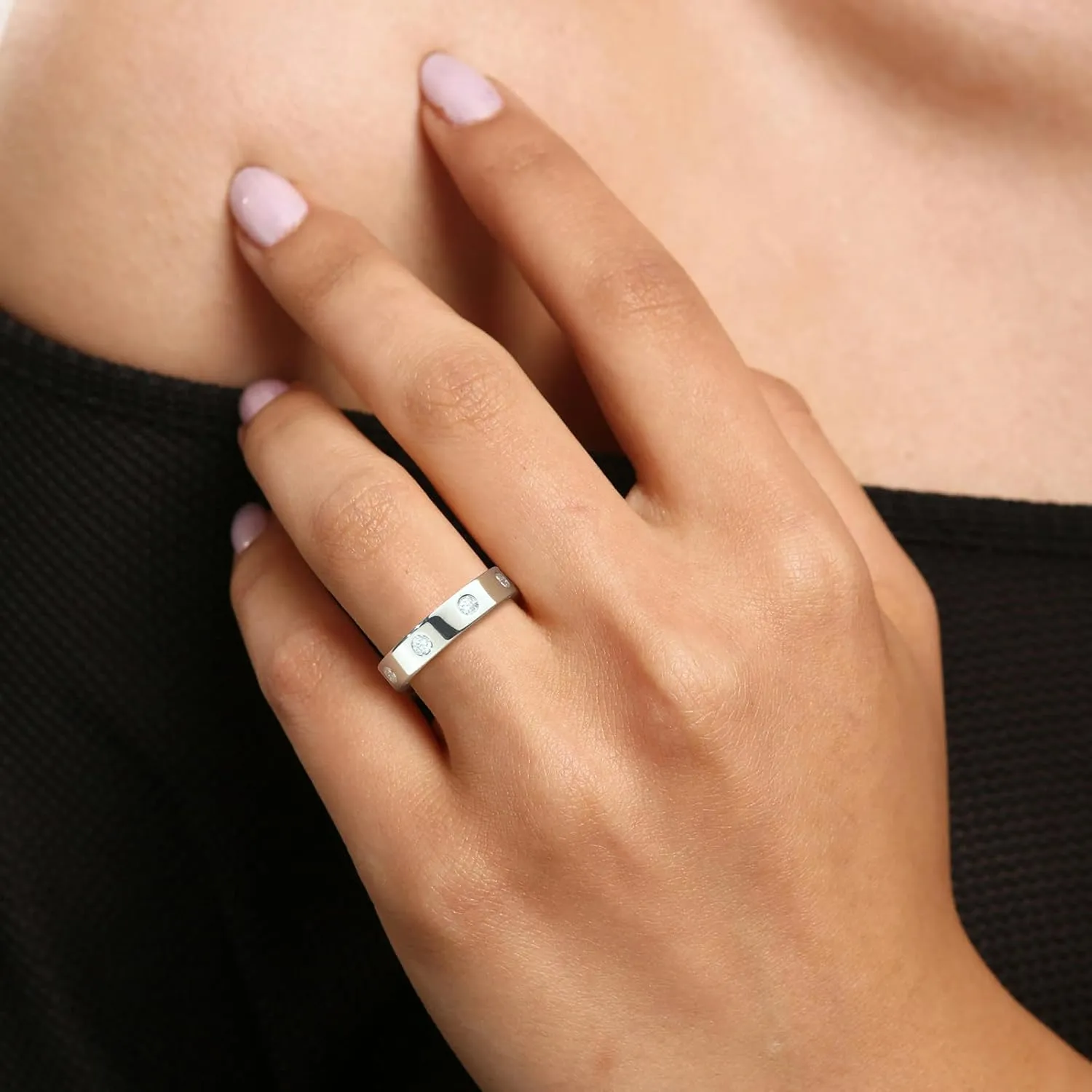 Dainty Eternity Wedding Rings for Women | Moissanite or Lab Grown Emerald 925 Sterling Silver 14K Gold Plated Stackable Band Non Tarnish | Birthday Jewelry Gifts for Her Size 5-10