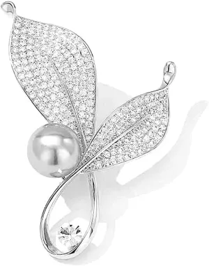 Dainty Gold Crystal Flower Brooch Pin Shiny Zircon Pearls Floral Femininity Brooch Trendy Prom Costume Jewelry Accessories Gift for Women