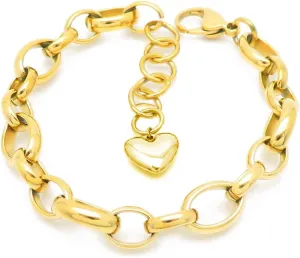 Dainty Link Chain Dangling Heart Charm Bracelet 18K Gold Plated Stainless Steel Delicate for Women Men Love Friendship Promise Love Adjustable Bracelet Minimalist for Her Personalized Gifts
