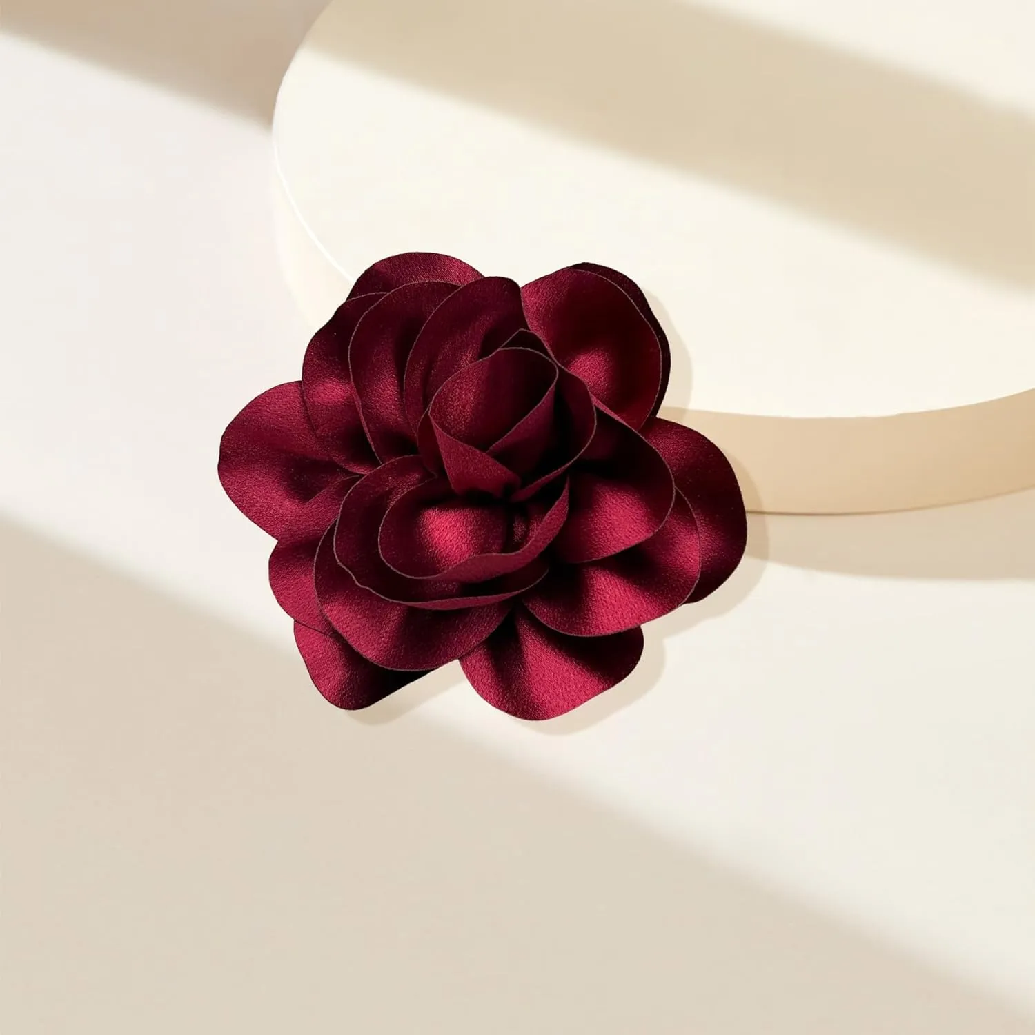 Dainty Satin Fabric Flower Brooches for Women Large Rose Floral Brooch for Party Dance Wedding Banquet Elegant Camellia Fashion Brooch Pin for Women Girl 5.5inch