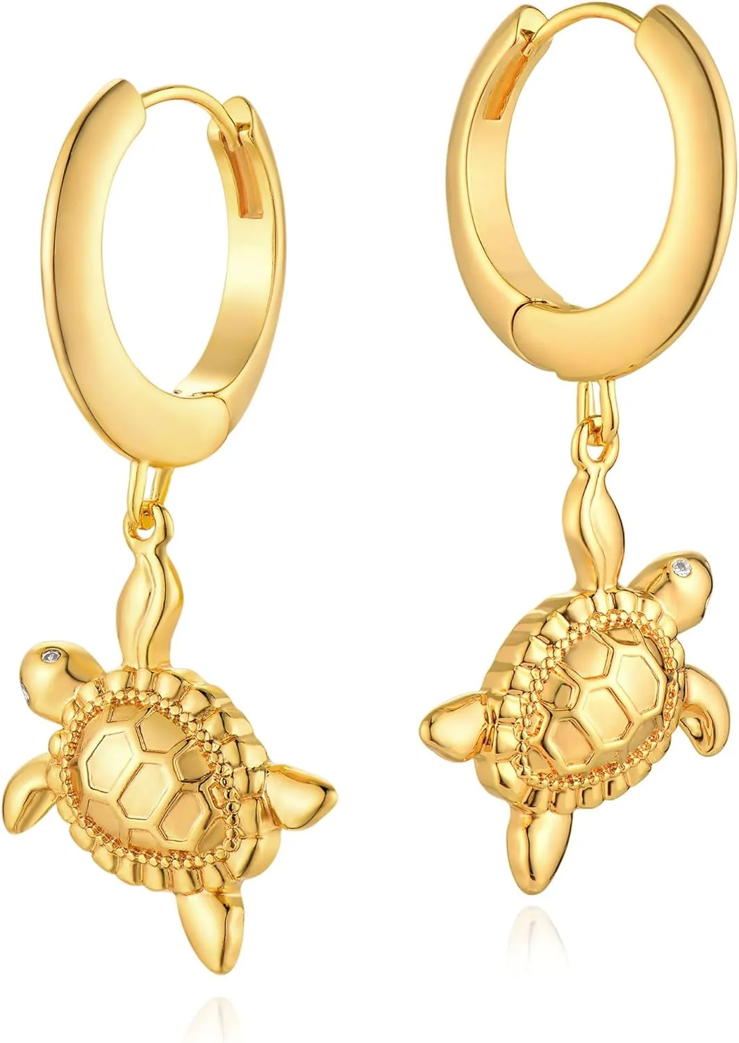 Dangle Hoop Earrings for Women Gold Drop Huggie Hoops 14K Gold Plated Lightweight Trendy Drop Hoops| Star, Turtle, Seashell, Coin| Dainty Earrings Jewelry with Drop Charm for Everyday
