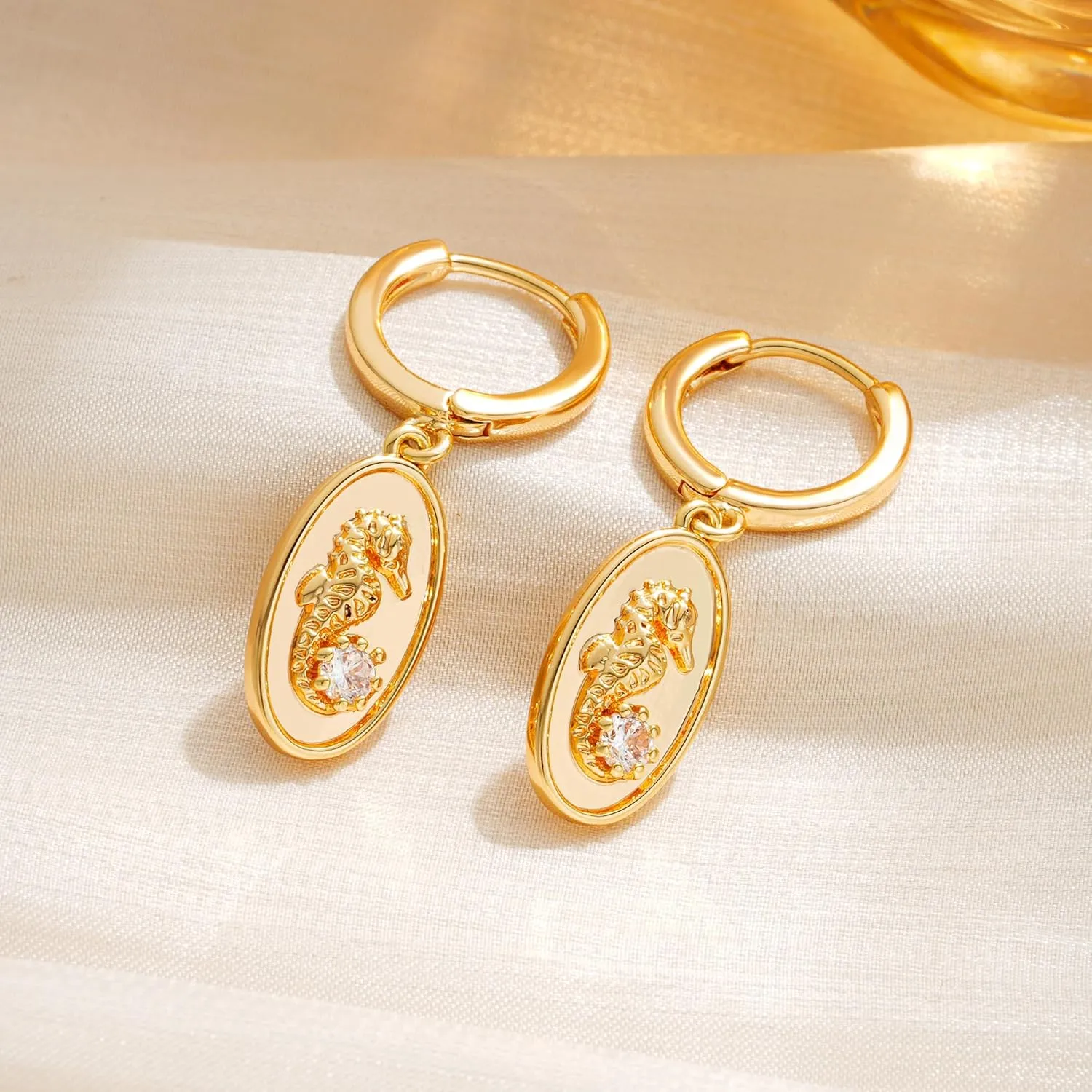 Dangle Hoop Earrings for Women Gold Drop Huggie Hoops 14K Gold Plated Lightweight Trendy Drop Hoops| Star, Turtle, Seashell, Coin| Dainty Earrings Jewelry with Drop Charm for Everyday
