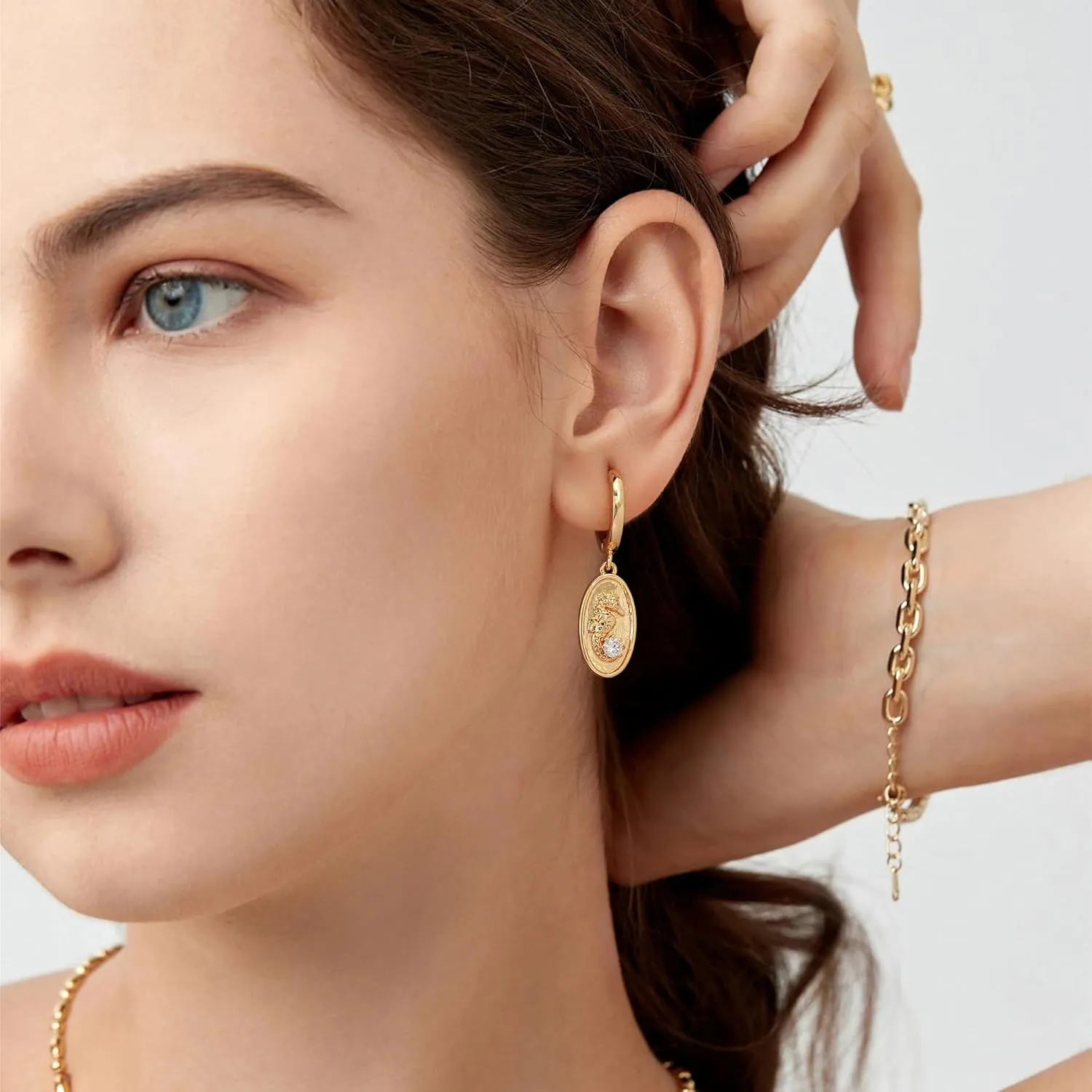 Dangle Hoop Earrings for Women Gold Drop Huggie Hoops 14K Gold Plated Lightweight Trendy Drop Hoops| Star, Turtle, Seashell, Coin| Dainty Earrings Jewelry with Drop Charm for Everyday