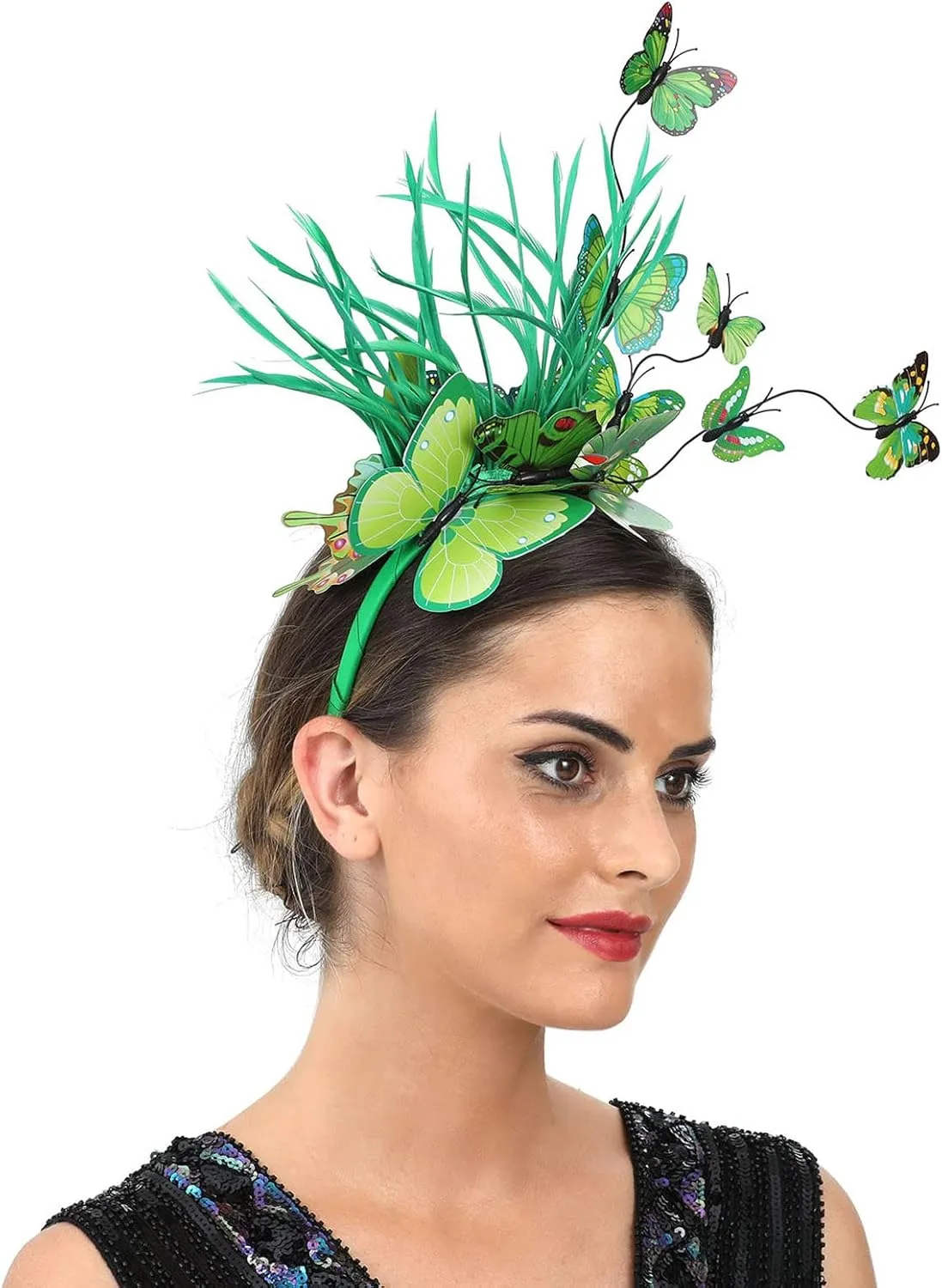Derby Headbands Fascinator for Women Fancy Butterfly Tea Party Bride Wedding Headpiece Church Hair Clip Hoop Headwear