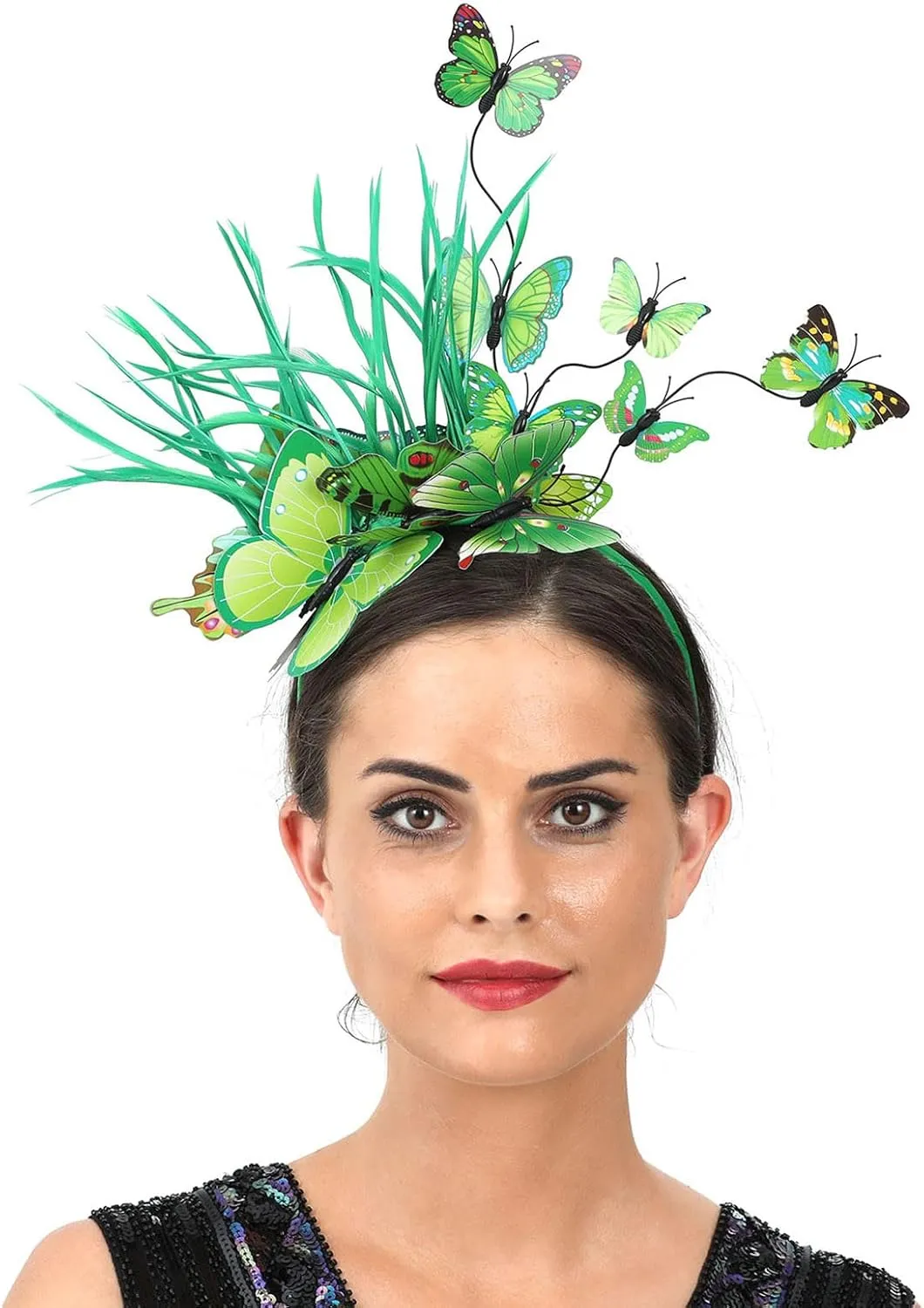 Derby Headbands Fascinator for Women Fancy Butterfly Tea Party Bride Wedding Headpiece Church Hair Clip Hoop Headwear