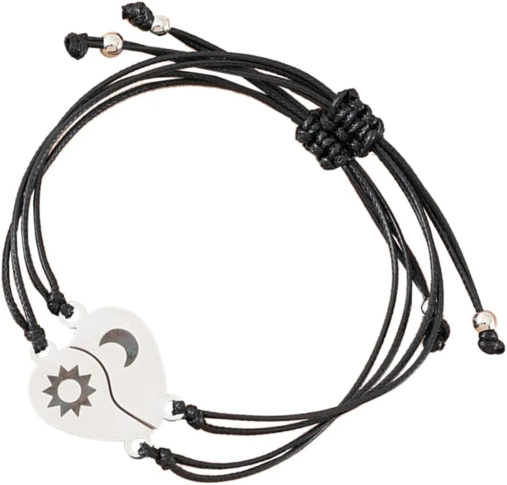 Didiseaon Unique Couples Bracelet Moon Star Woven Heart Charm Ideal for Special Occasions
