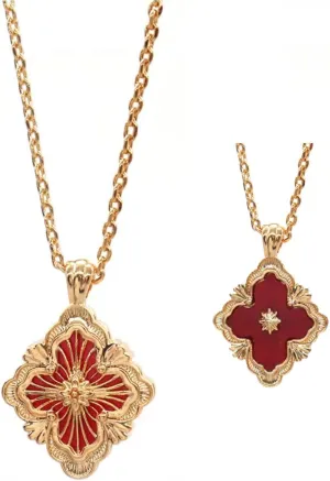 DISTANT DRUMS Gold Clover Jewelry for Women, Double-Sided Pendant by 18K Gold-plated with Gemstone inlaid Shell Pearl Pendant Necklace,Bracelet,Earrings,Gold Jewelry Set for Women
