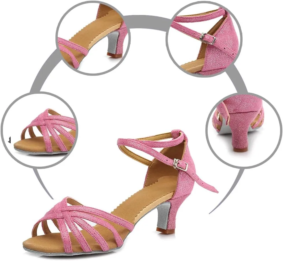 DKZSYIM Women Latin Dance Shoes Ballroom Salsa Tango Practice Performence Party Dancing Shoes,Model 1810-6