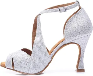 DKZSYIM Women's Satin Latin Practice Dance Shoes Ballroom Suede Sole Wedding Performance Dance Shoe,Model NU230