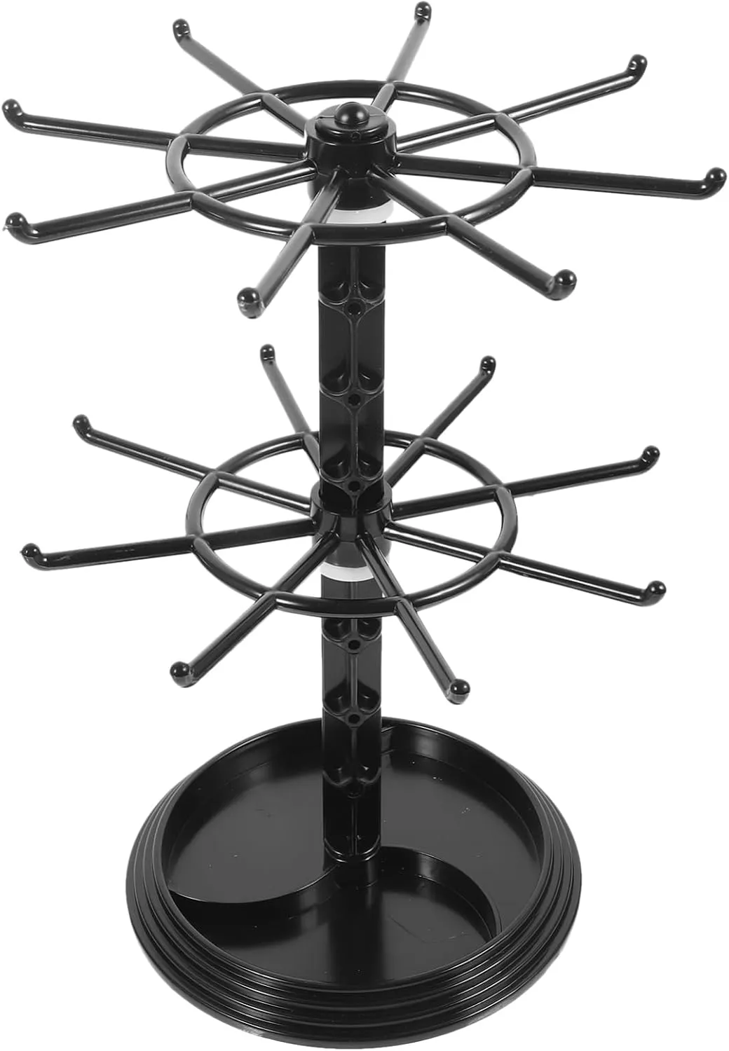 DOITOOL Necklace Holder,2 Tier Hanging Jewelry Organizer,Metal Jewelry Stand Earring Holder,Rotating Necklace Organizer,Bracelet Keychain Spinning Display Stand Tree for Women Girls