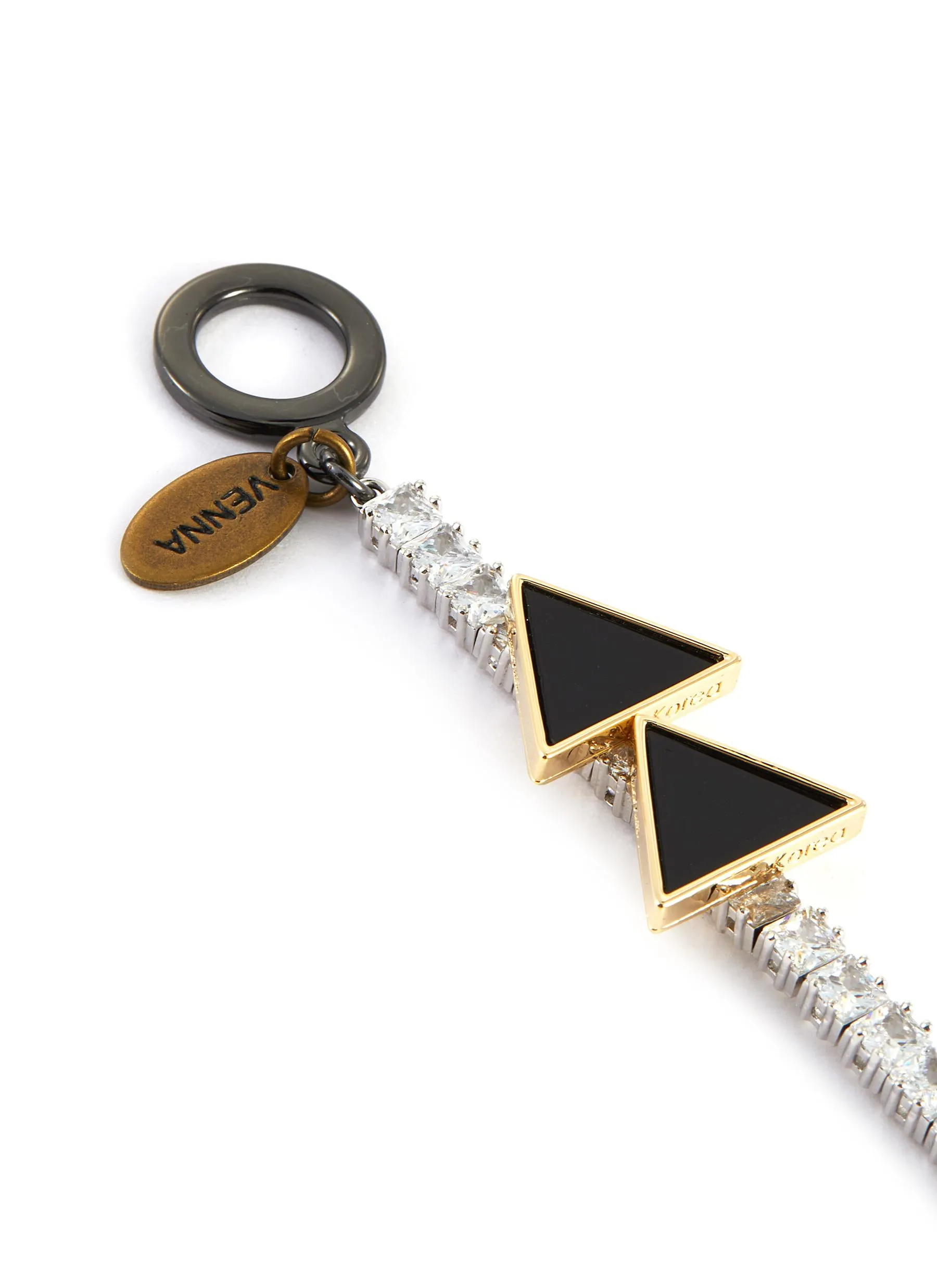 DOUBLE TRIANGLE EMBELLISHED ZIRCON CHAIN BRACELET