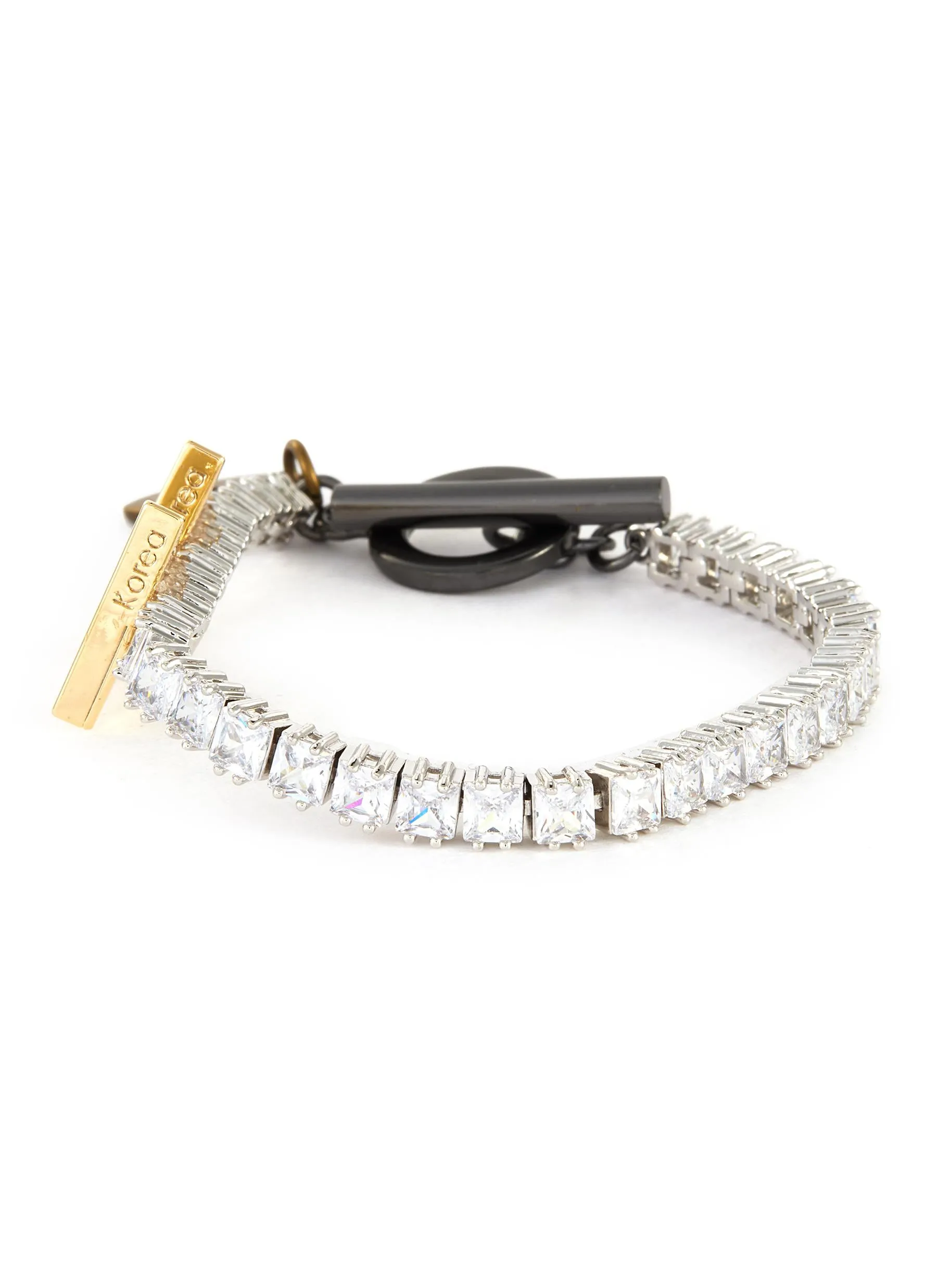 DOUBLE TRIANGLE EMBELLISHED ZIRCON CHAIN BRACELET