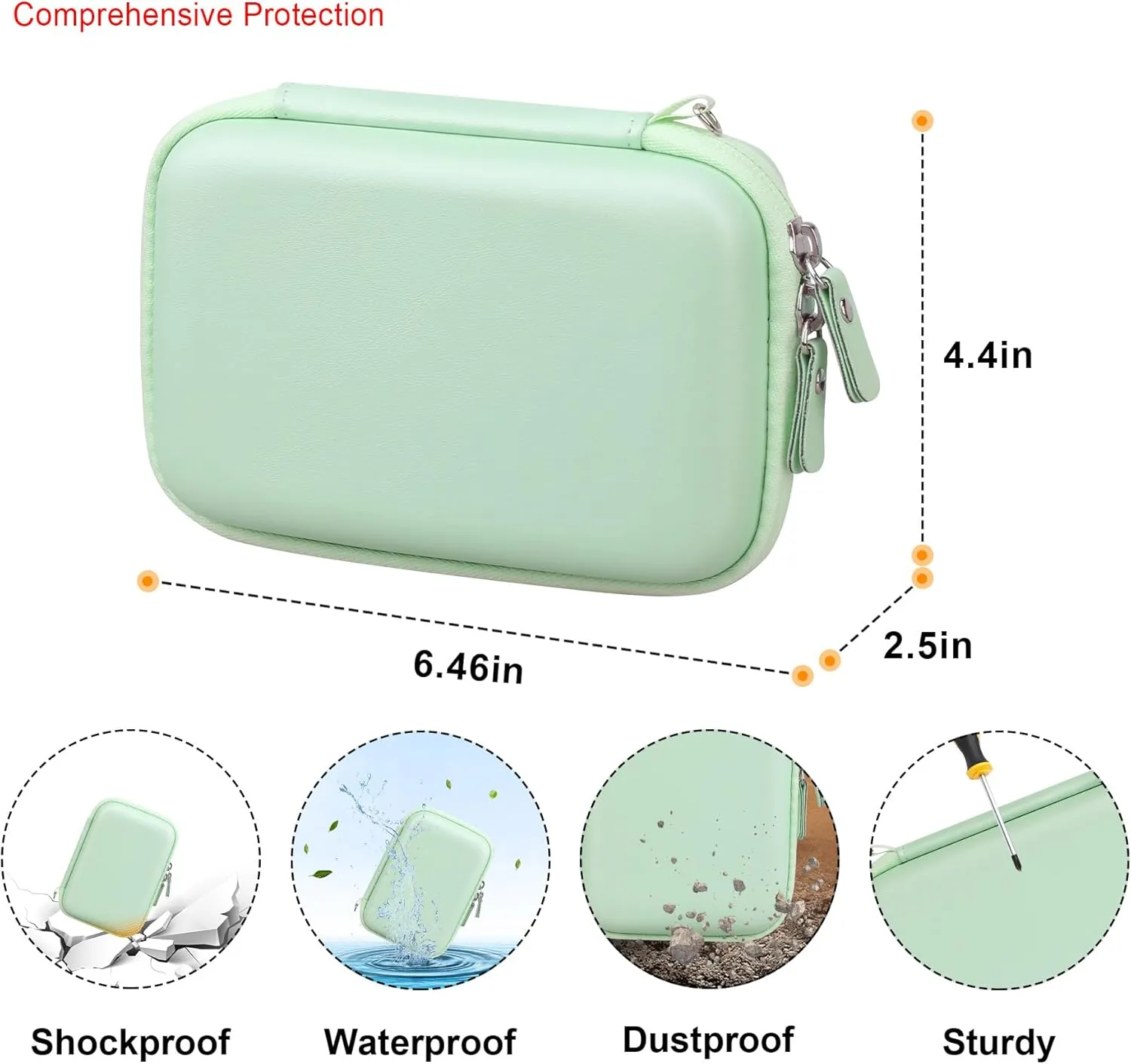 Elonbo Carrying Case for cudinham Thermal Mini Printer, Portable Inkless Sticker Maker Travel Bag, Wireless Bluetooth Label Printer Storage Holder,Mesh Pocket Fits printer paper Cable,Green Green