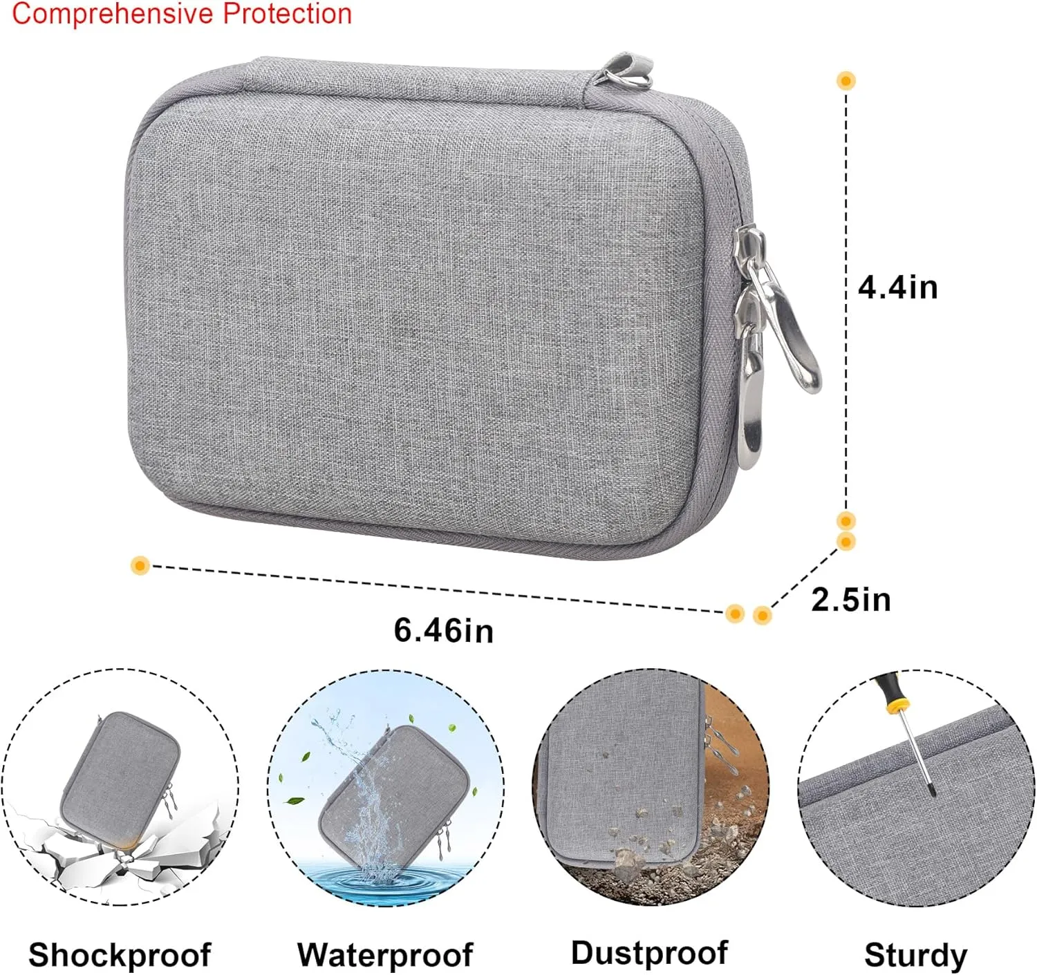 Elonbo Carrying Case for Fujifilm Instax Mini EVO Hybrid Instant Camera, Fujifilm Instax Mini EVO Camera Travel Protective Storage Holder, Portable Photo Printer Instant Print Camera Bag, Grey