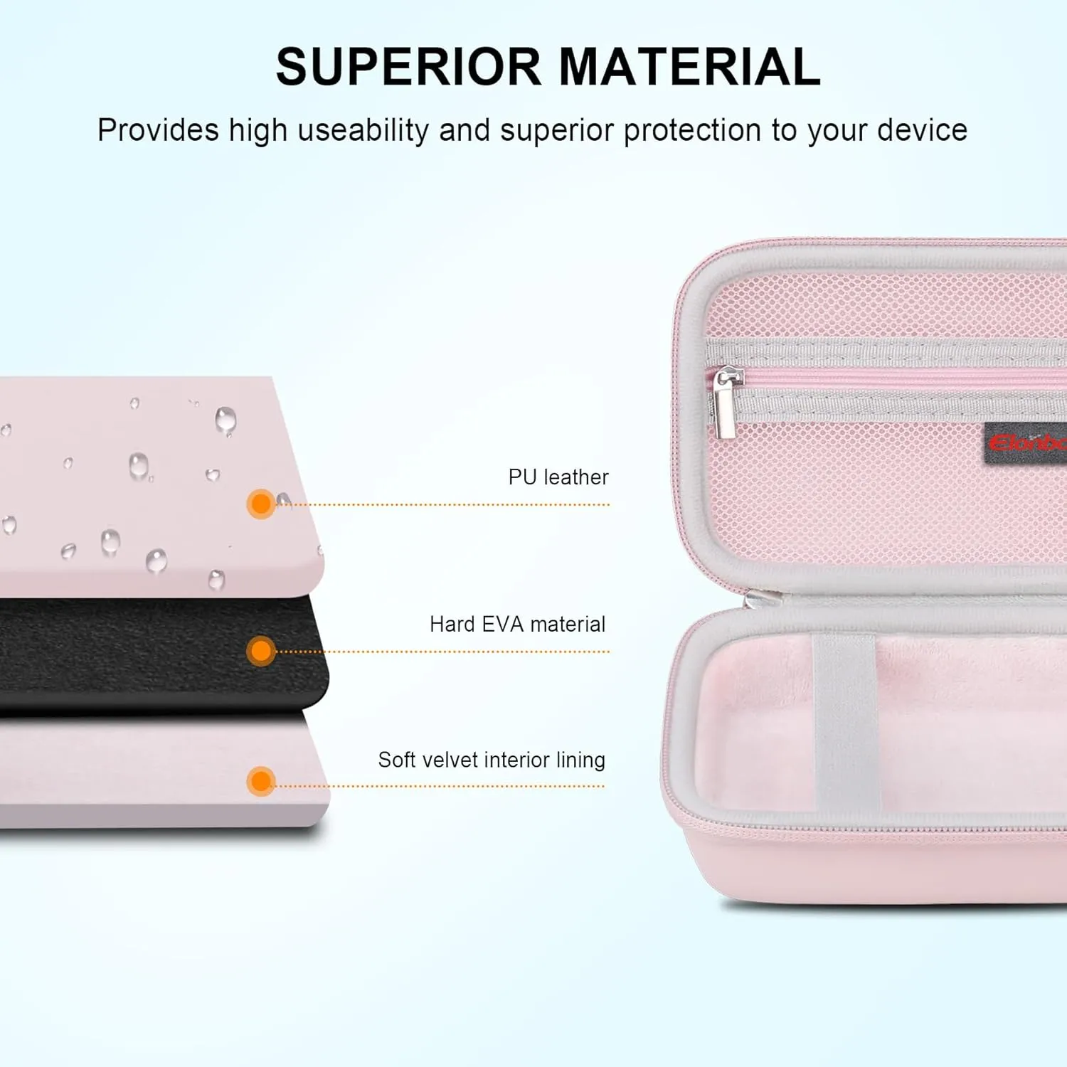 Elonbo Carrying Case for Fujifilm Instax Mini EVO Hybrid Instant Camera, Fujifilm Instax Mini EVO Camera Travel Protective Storage Holder, Portable Photo Printer Instant Print Camera Bag, Pink Pink