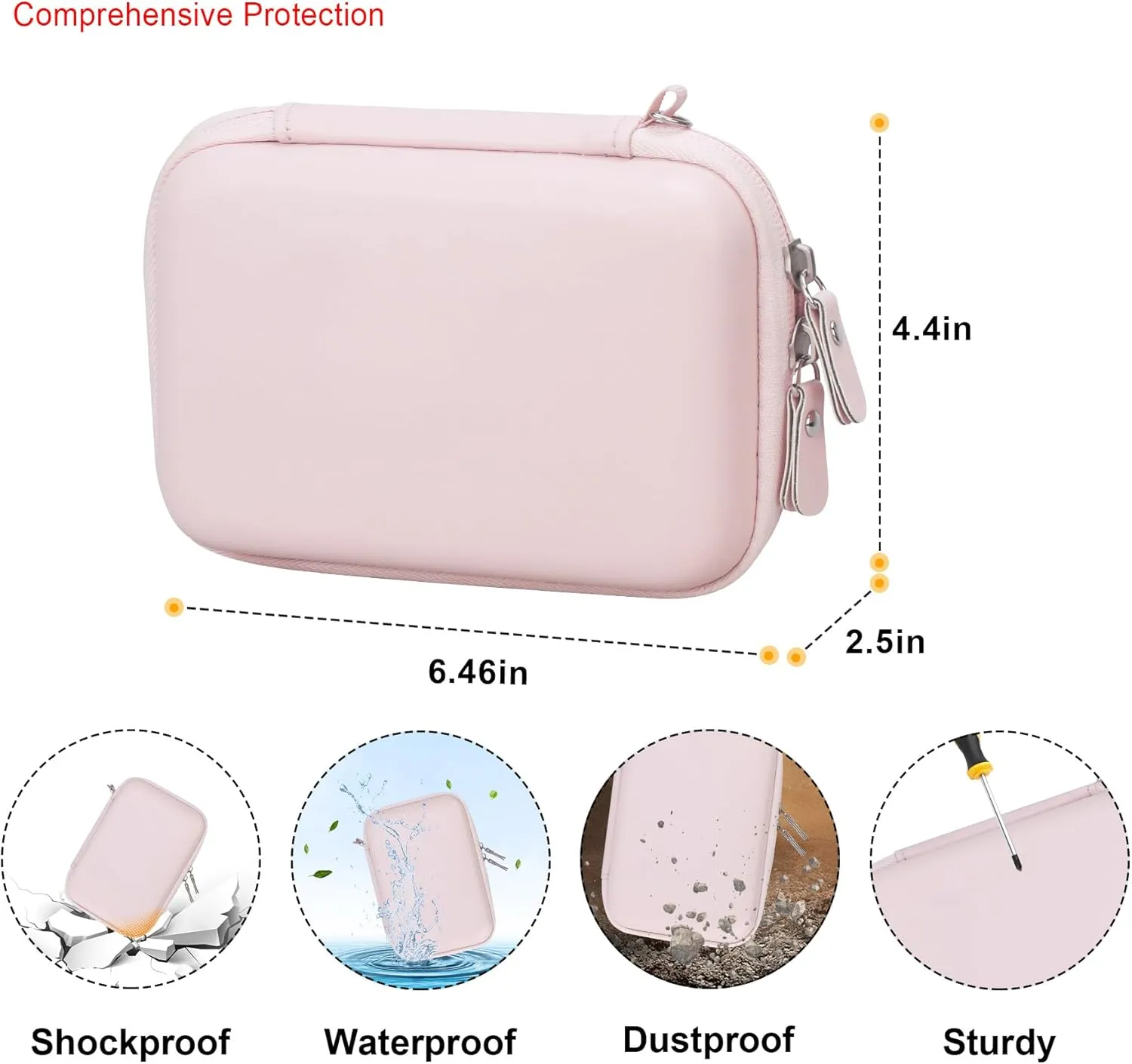 Elonbo Carrying Case for Fujifilm Instax Mini EVO Hybrid Instant Camera, Fujifilm Instax Mini EVO Camera Travel Protective Storage Holder, Portable Photo Printer Instant Print Camera Bag, Pink Pink